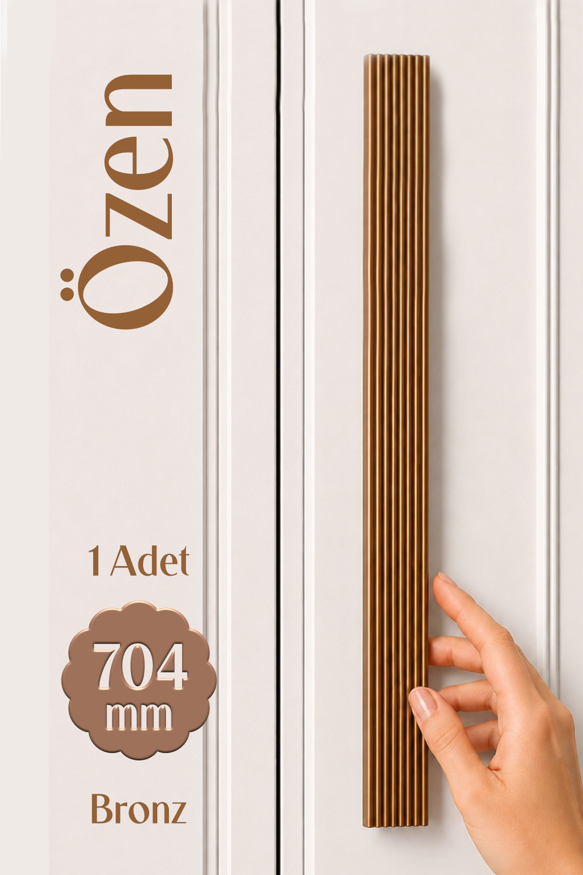 Badem10 Özen (1 Adet) Bronz 704 mm Çizgili Metal Modern Mobilya