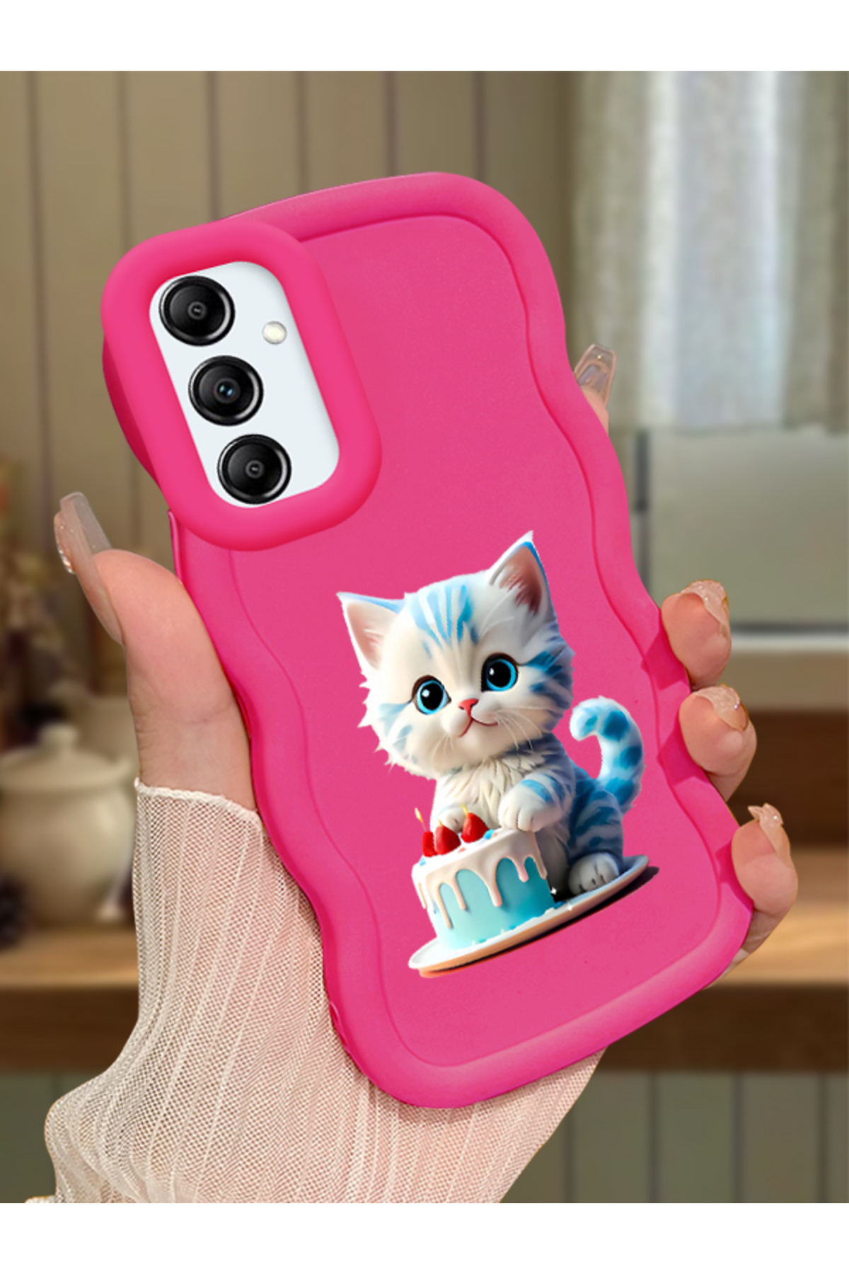 Samsung Galaxy A14 Compatible Case camera protector Red Silicone Couple Phone Case Cat Pattern