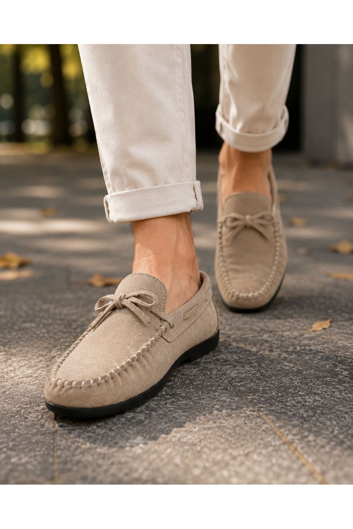 ROYSHOES Erkek Rok kum-bej deri loafer ayakkabı görsel 5