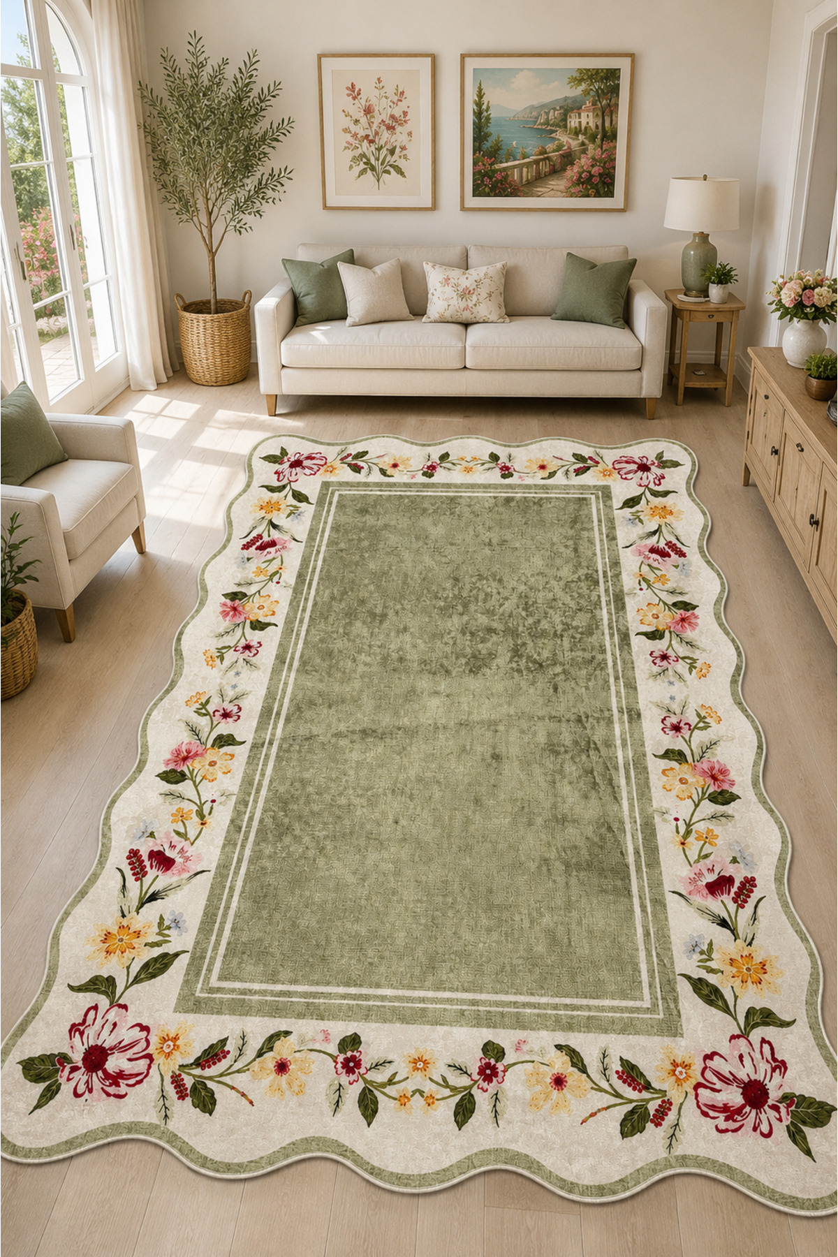 Chilai Home WES Makinede Yıkanabilir Kaymaz Taban Leke Tutmaz Dijital Salon Halısı Mutfak Halısı ve Yolluk