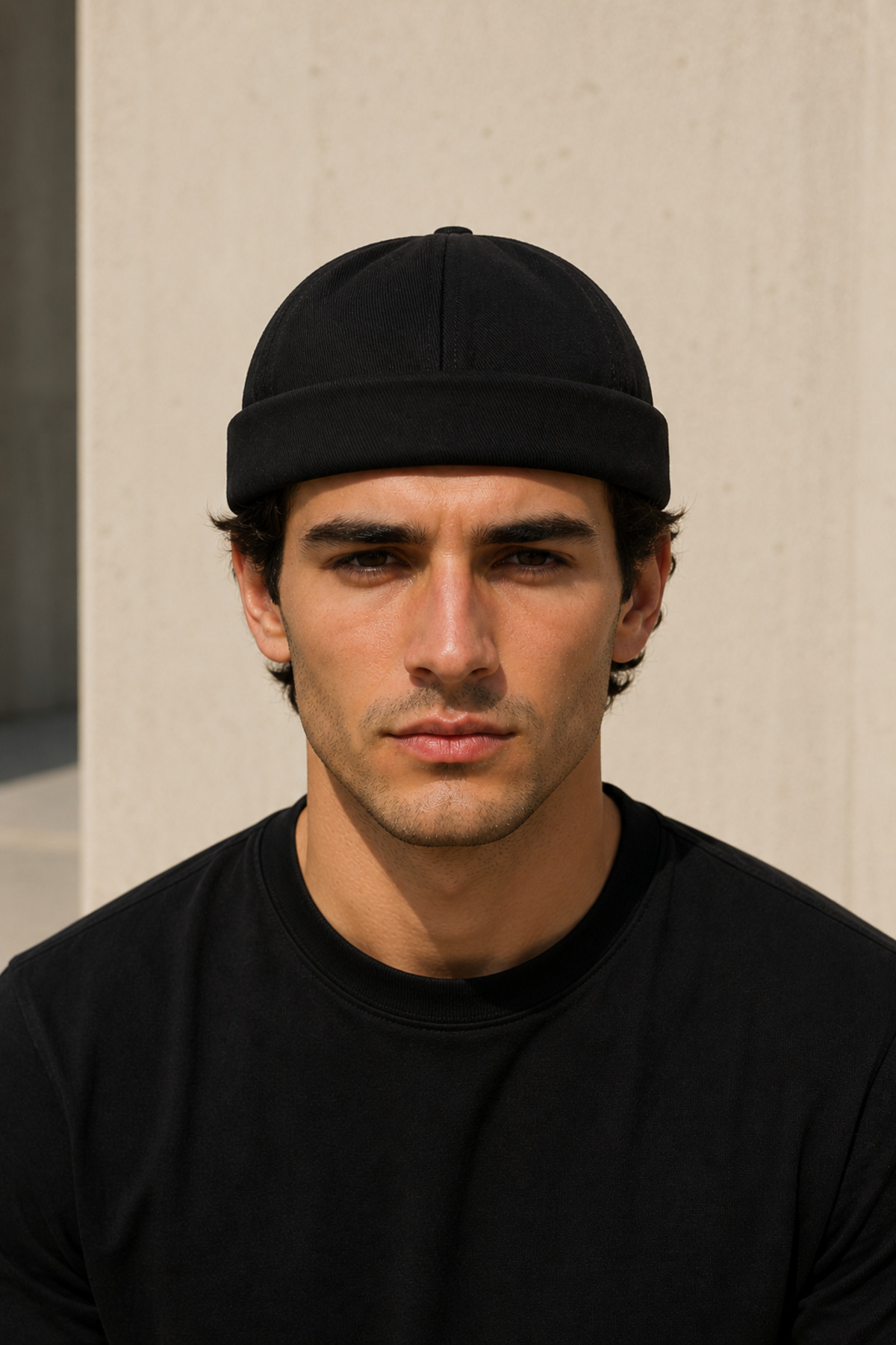 CosmoOutlet Erkek Siyah Docker Şapka Ayarlanabilir Unisex Kısa Bere Balıkçı Sailor Cap Premium Pamuklu görsel 4