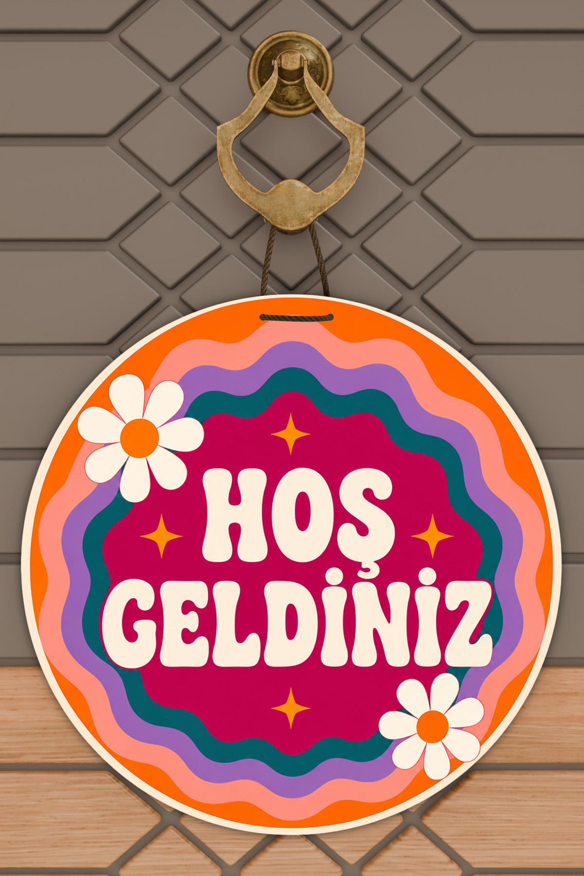 Modern Written Round Door Ornament Digital Printing 30x30 cm