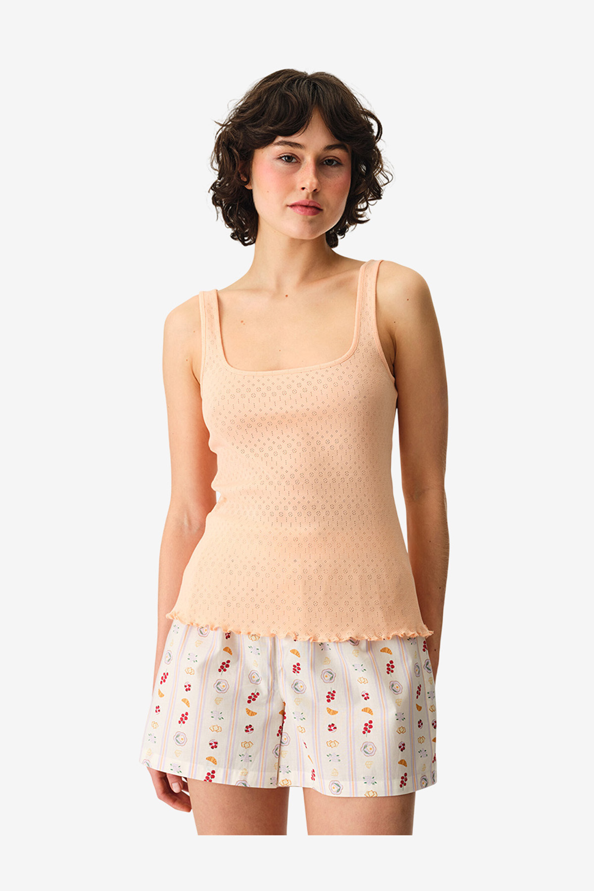 Penti Women Morning Time Sleeveless Shorts Salmon Set