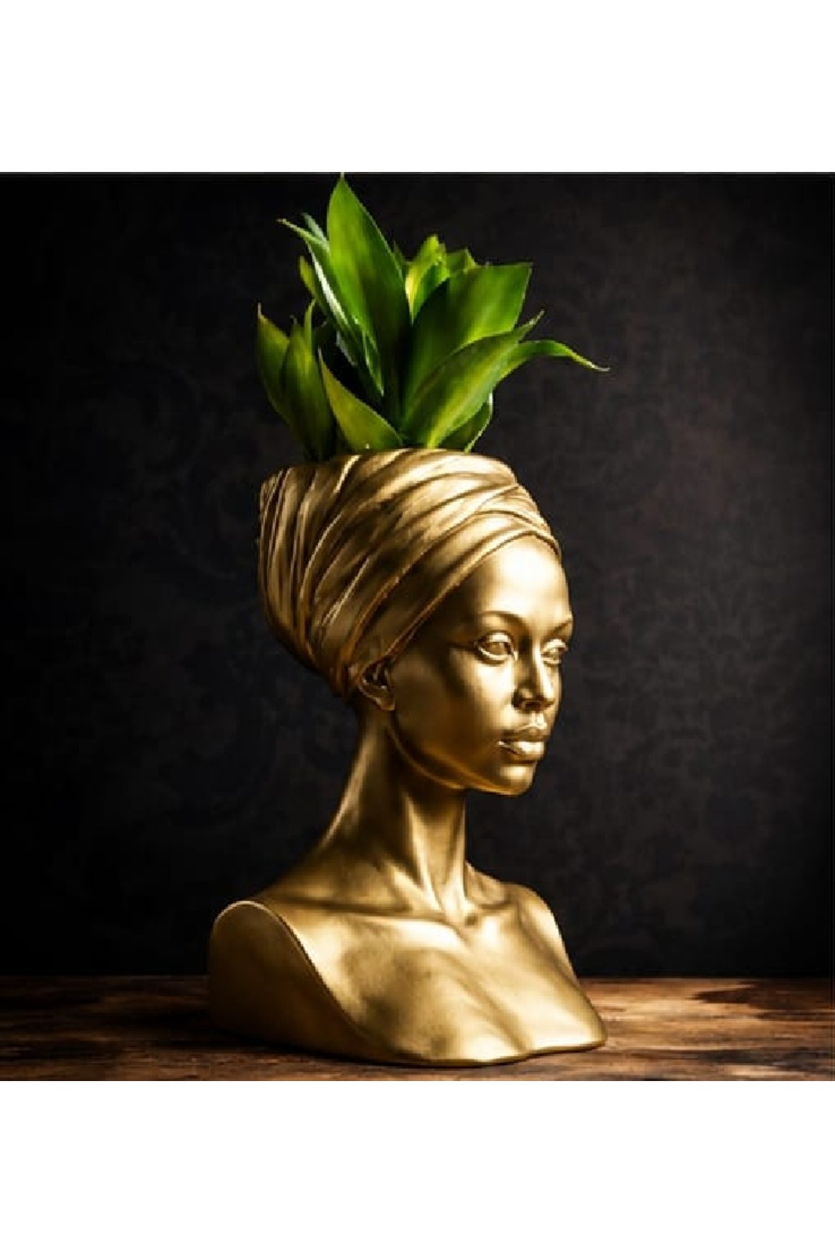 Black Women Stone Flower Pot Vase Large Size Decorative Vase in Handmade Vivid Colors