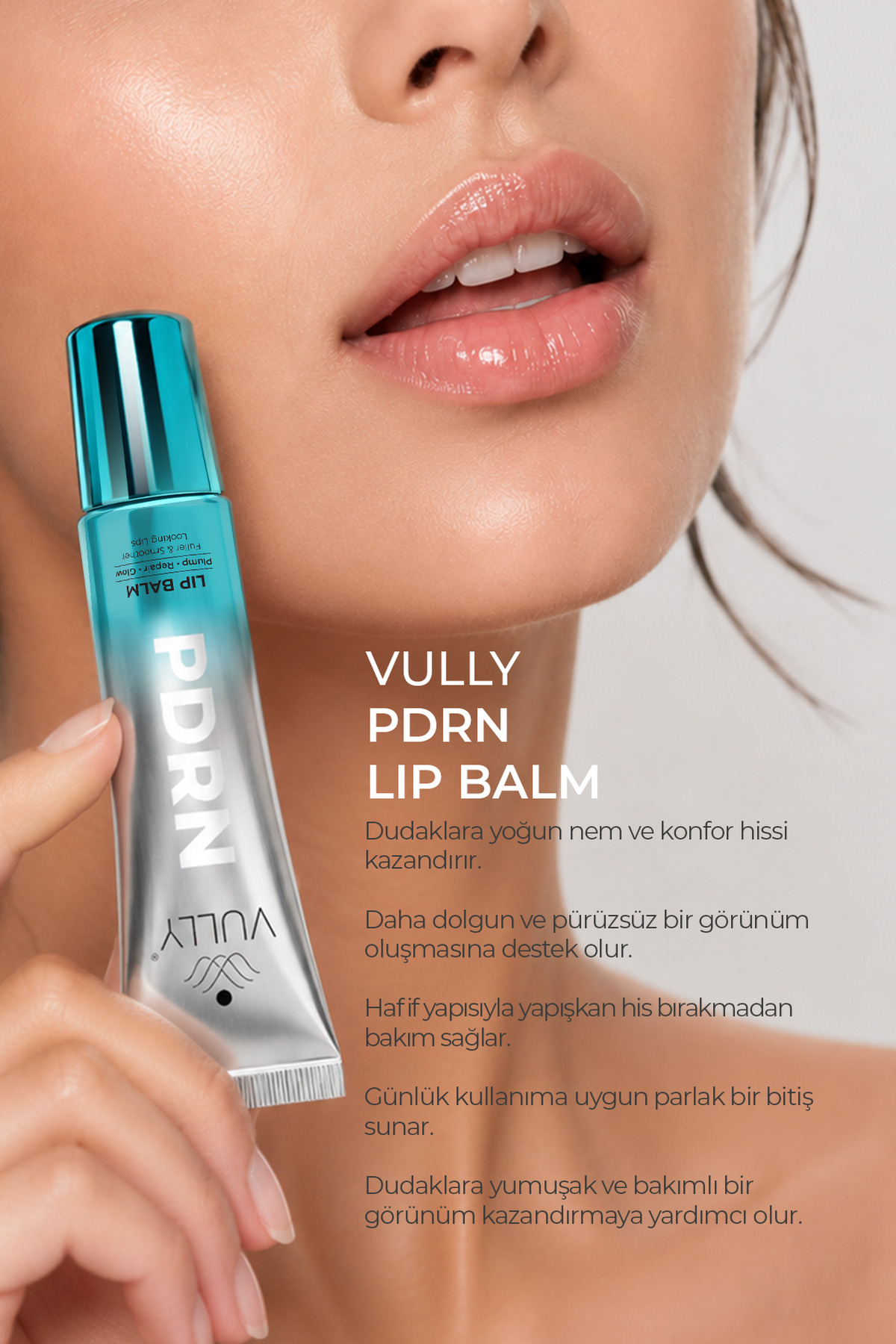 PDRN Glow Lip Balm | Şeffaf, Cam Görünümlü Parlaklık Veren, Dolgunlaştırıcı ve Onarıcı Dudak Bakım Balmı | PDRN, Hyalüronik Asit & Peptit İçeren 10 ml — بی‌رنگ Dudak Lip Balm — تصویر 2 از 6