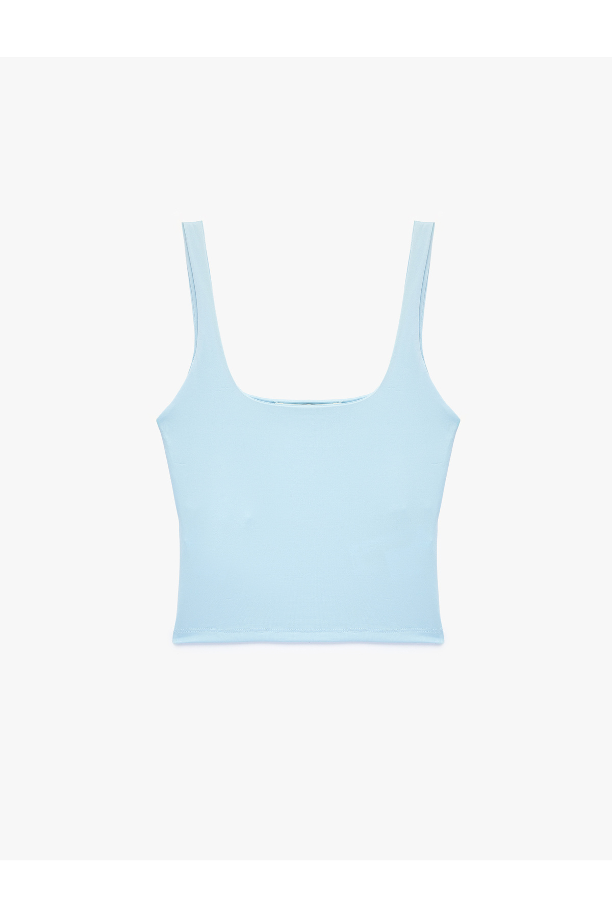 Koton Kare Yaka Slim Fit Kalın Askılı Crop Üst