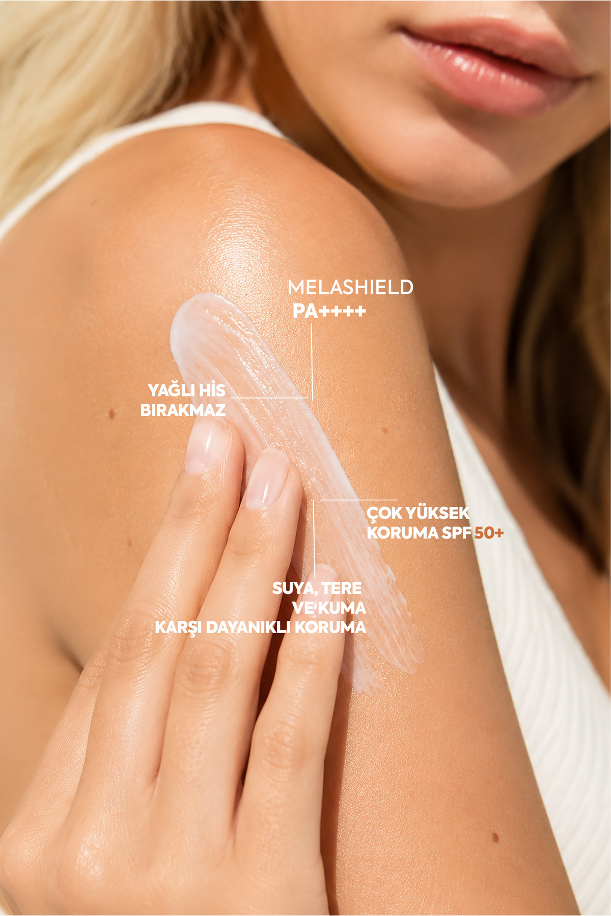 Melashield Kore Parıltısı Güneş Kremi SPF 50+ Göz Yakmayan Suya ve Tere Dayanıklı UVA/UVB Koruma 50ml — Melashield-esomed — تصویر 8 از 8