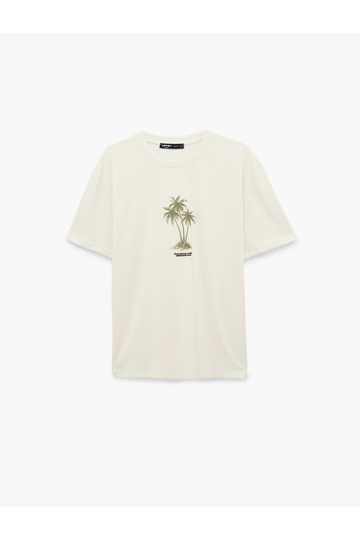 Koton Crew Neck Short Sleeve Cotton Printed Oversize T-Shirt