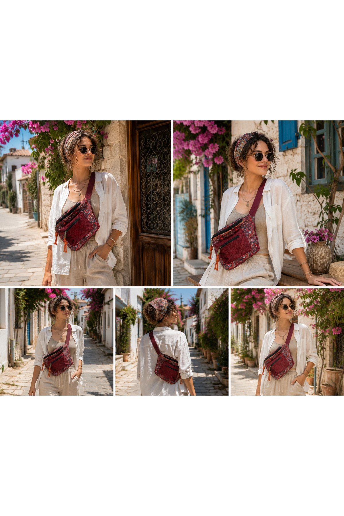 street&bagdnz Rez Etnik Otantik Bohem Bel Çantası Günlük Seyehat Kullanılabilir Geniş Hacim görsel 2