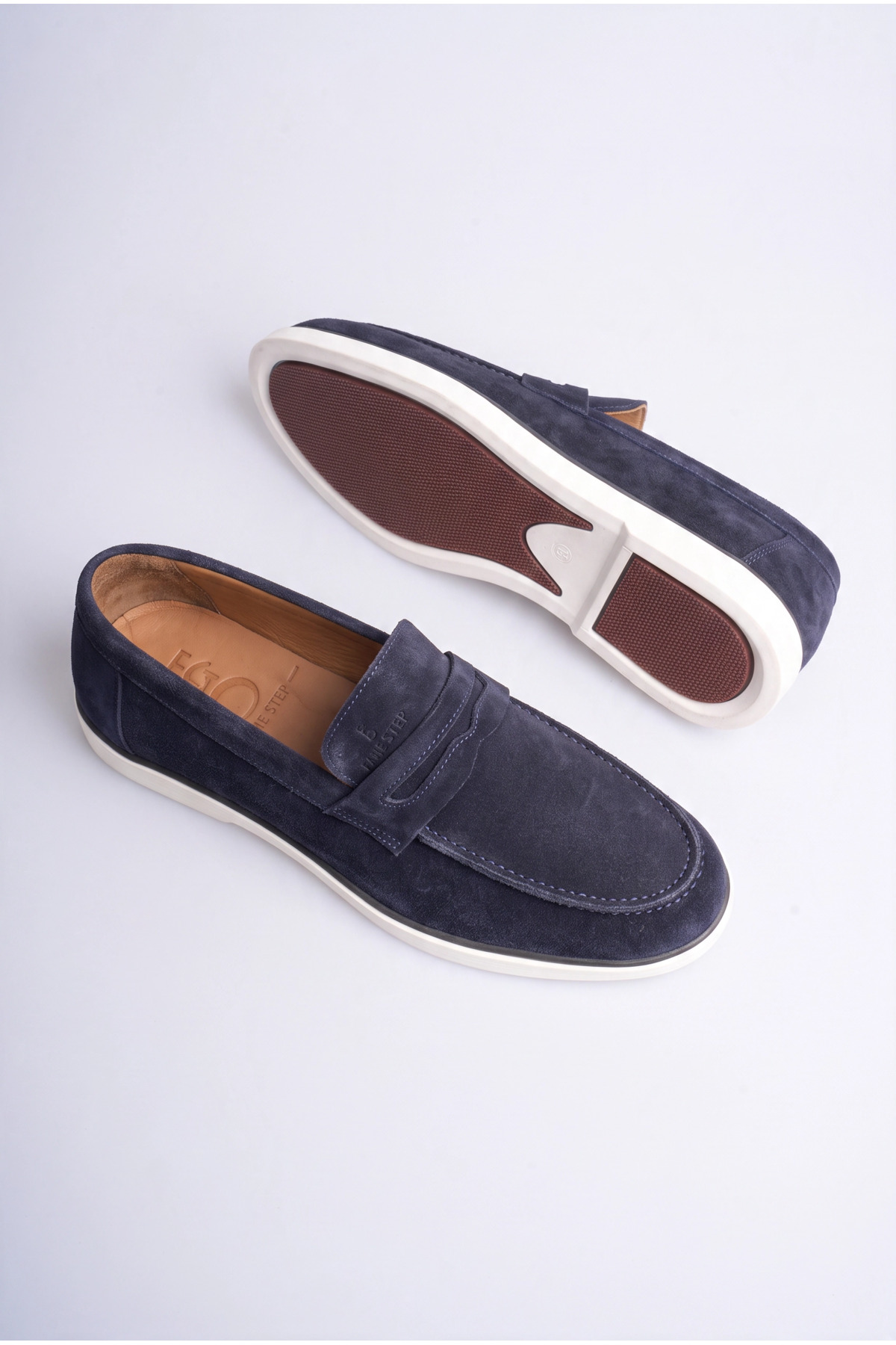 Fame Step Hakiki Deri Erkek Lacivert Loafer Ayakkabı Süet Günlük Rahat Casual Mokasen Siena görsel 4