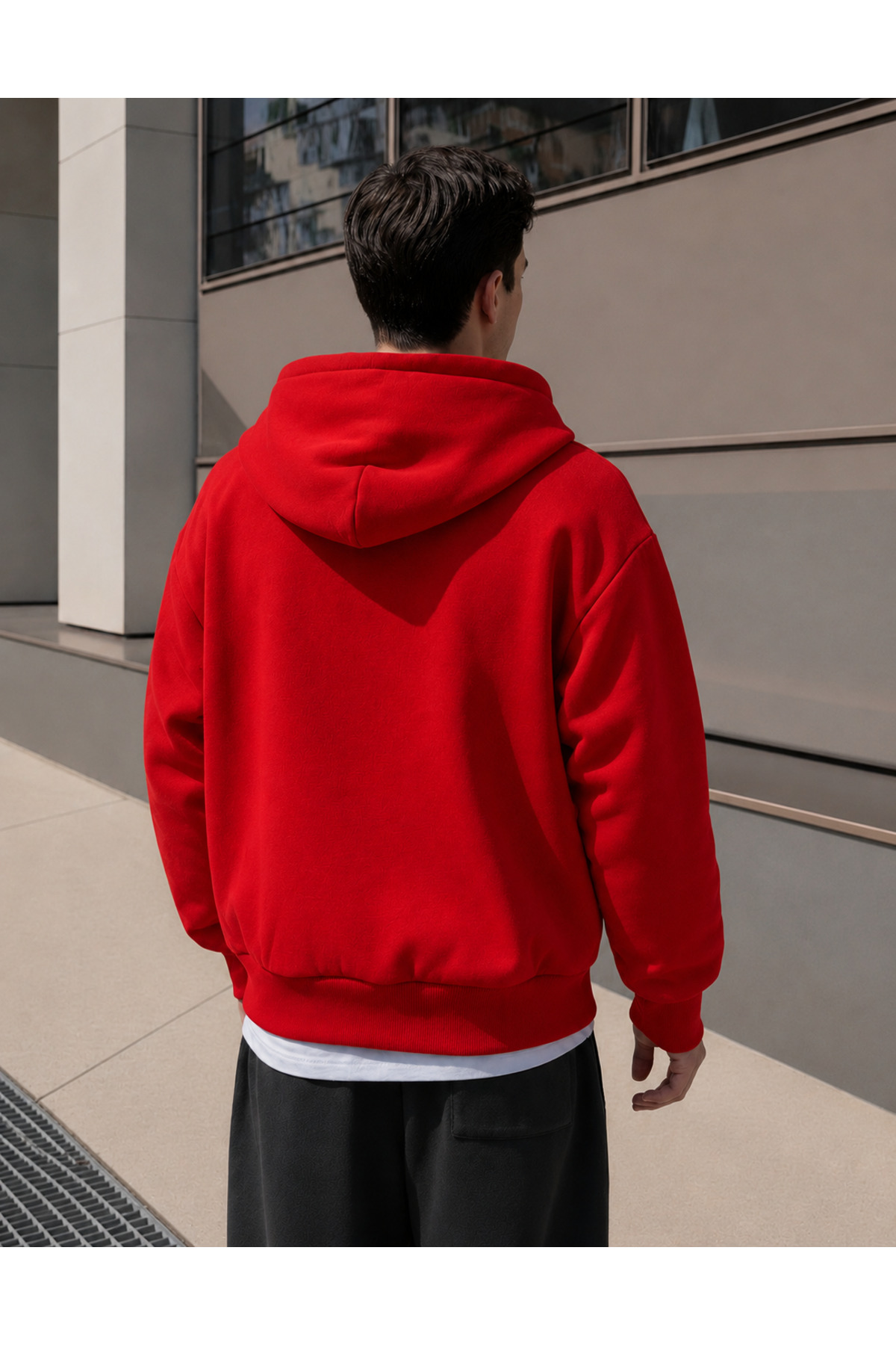 YAKAMEL ERKEK 3 İPLİK FERMUARLI KAPÜŞONLU OVERSİZE RAHAT SWEATSHIRT HIRKA görsel 4