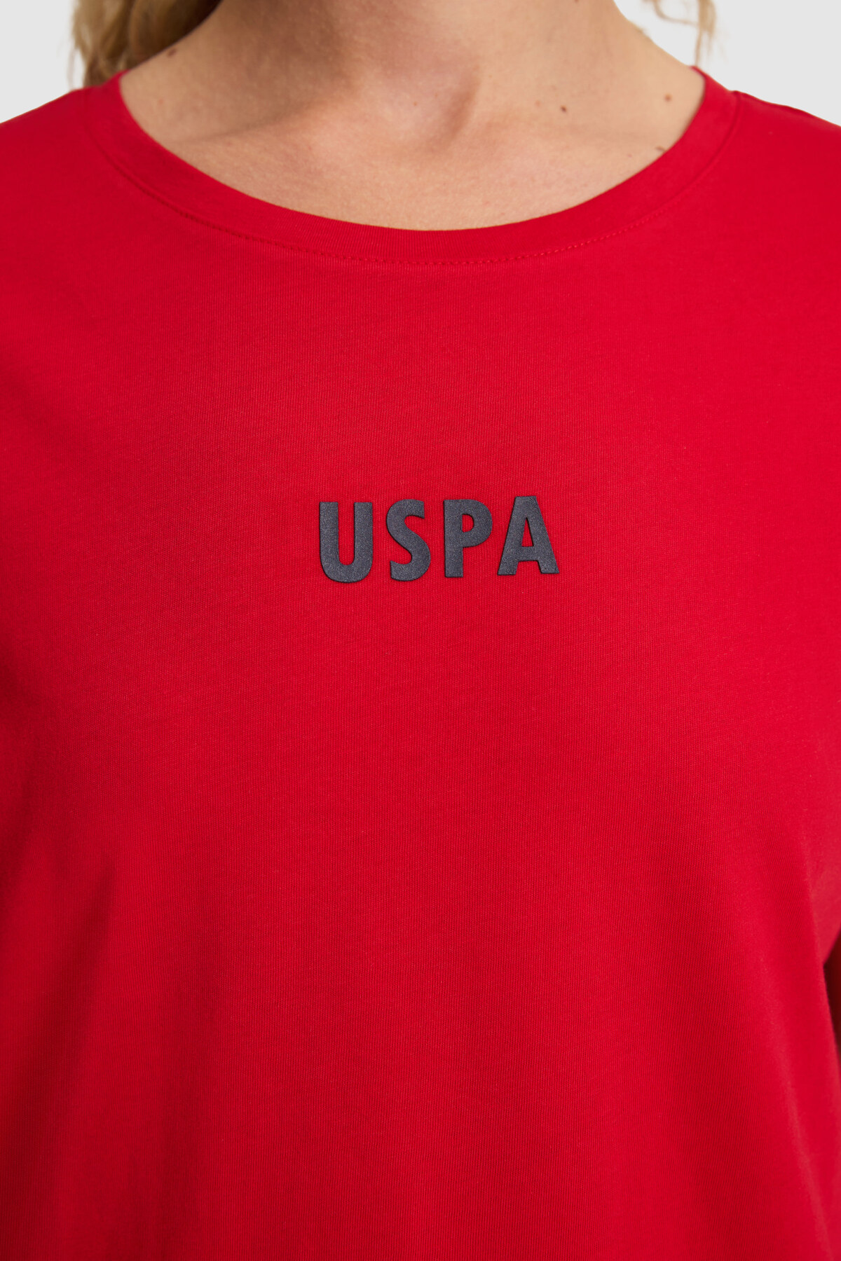 U.S. Polo Assn. Kadın Kırmızı Bisiklet Yaka Tişört 50323530-VR030 görsel 6