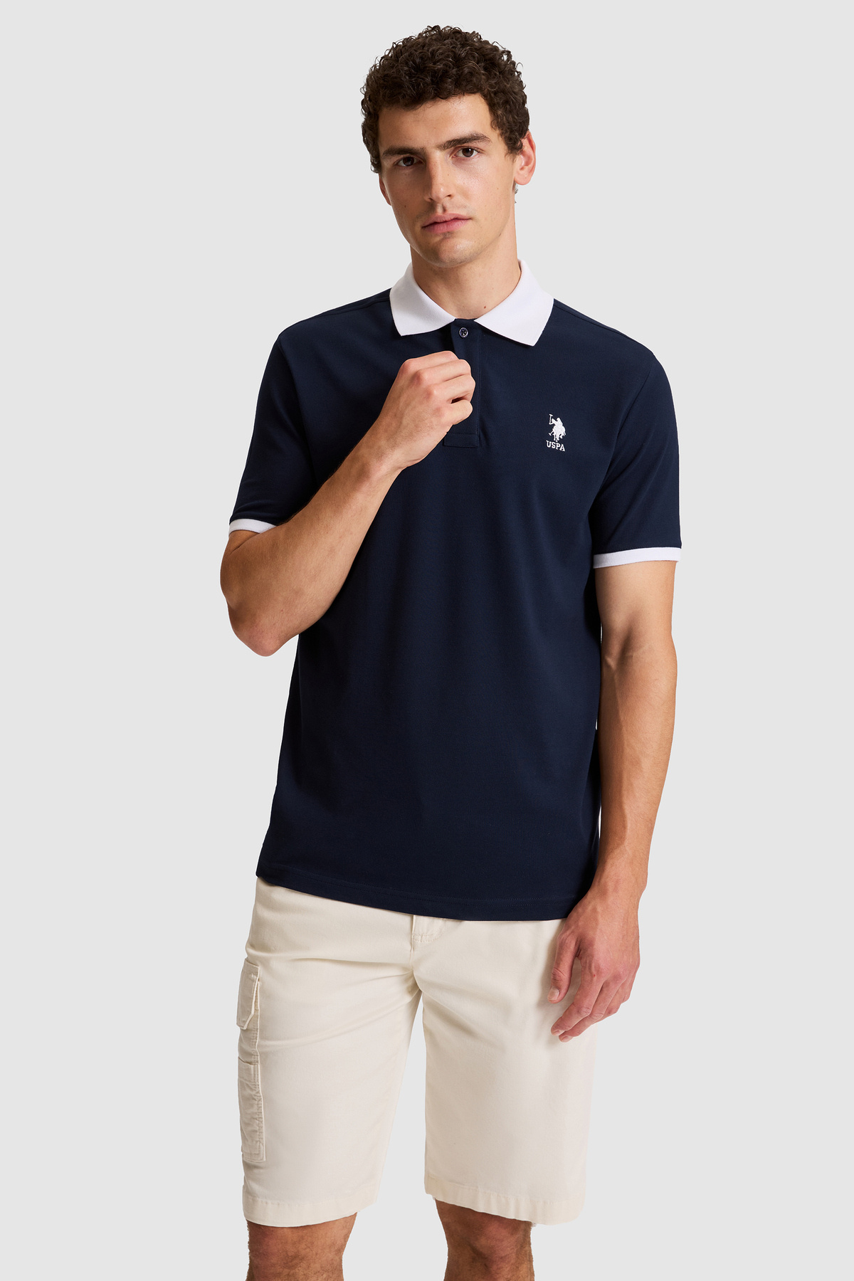 U.S. Polo Assn. Men's Navy Blue Regular Fit Polo Collar Basic T-Shirt 50326978-Vr033