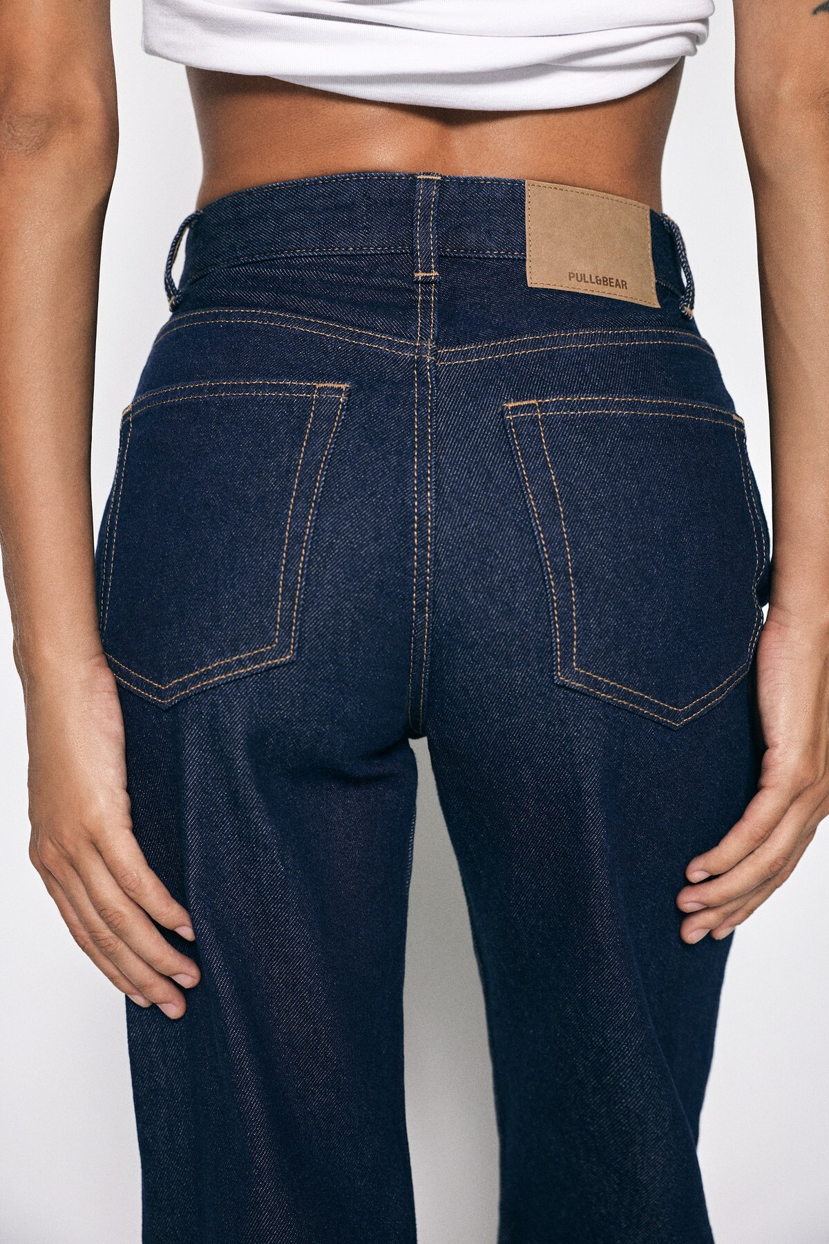 Pull & Bear Yüksek bel wide straight leg jean görsel 7