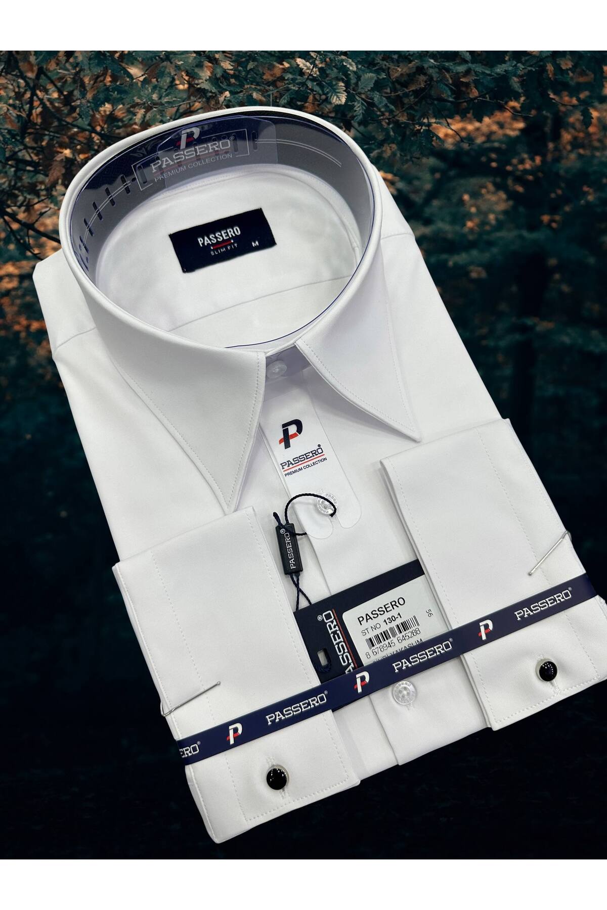 Slim Fit İtalyan Yaka Kol Düğmeli Saten Likra — سفید PSR130 — تصویر 2 از 3