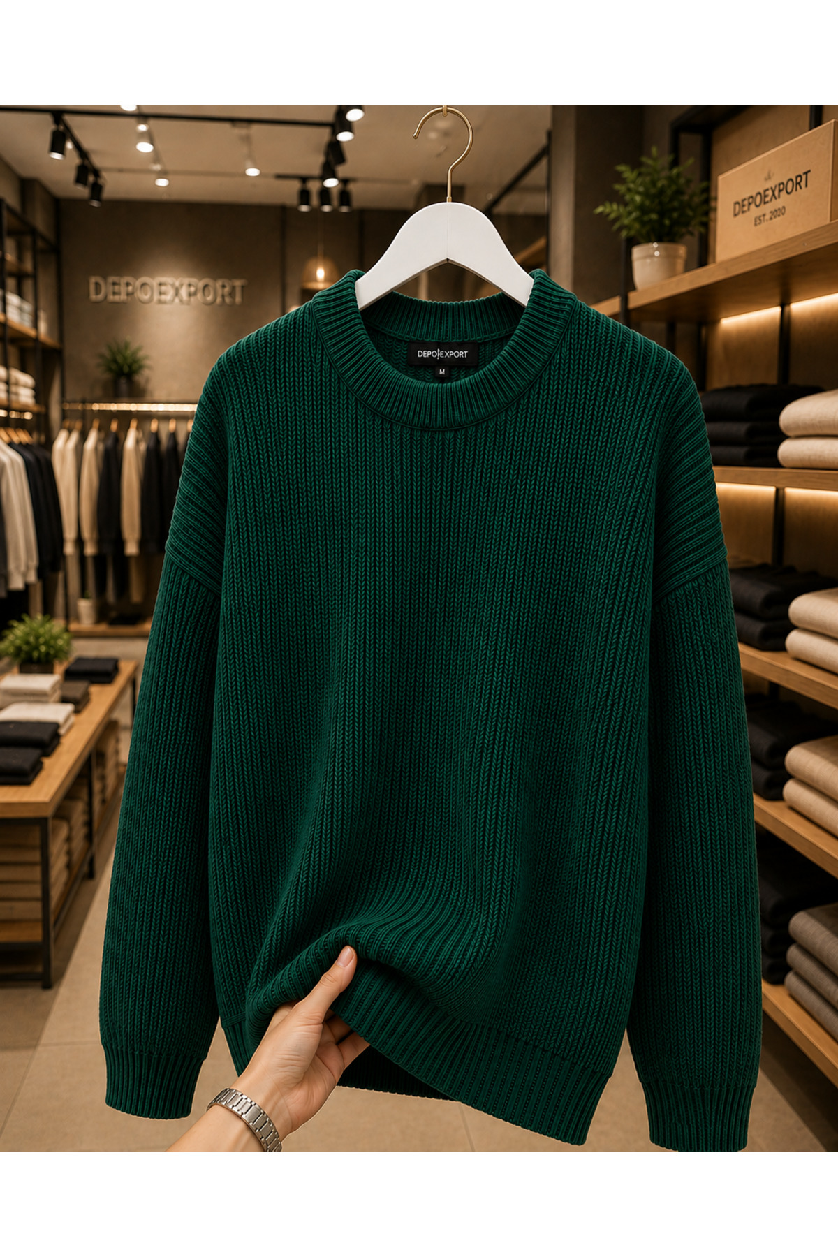 DepoExport Erkek Premium Oversize Yumuşak Bisiklet Yaka Triko Kazak — رنگارنگ erkek1122