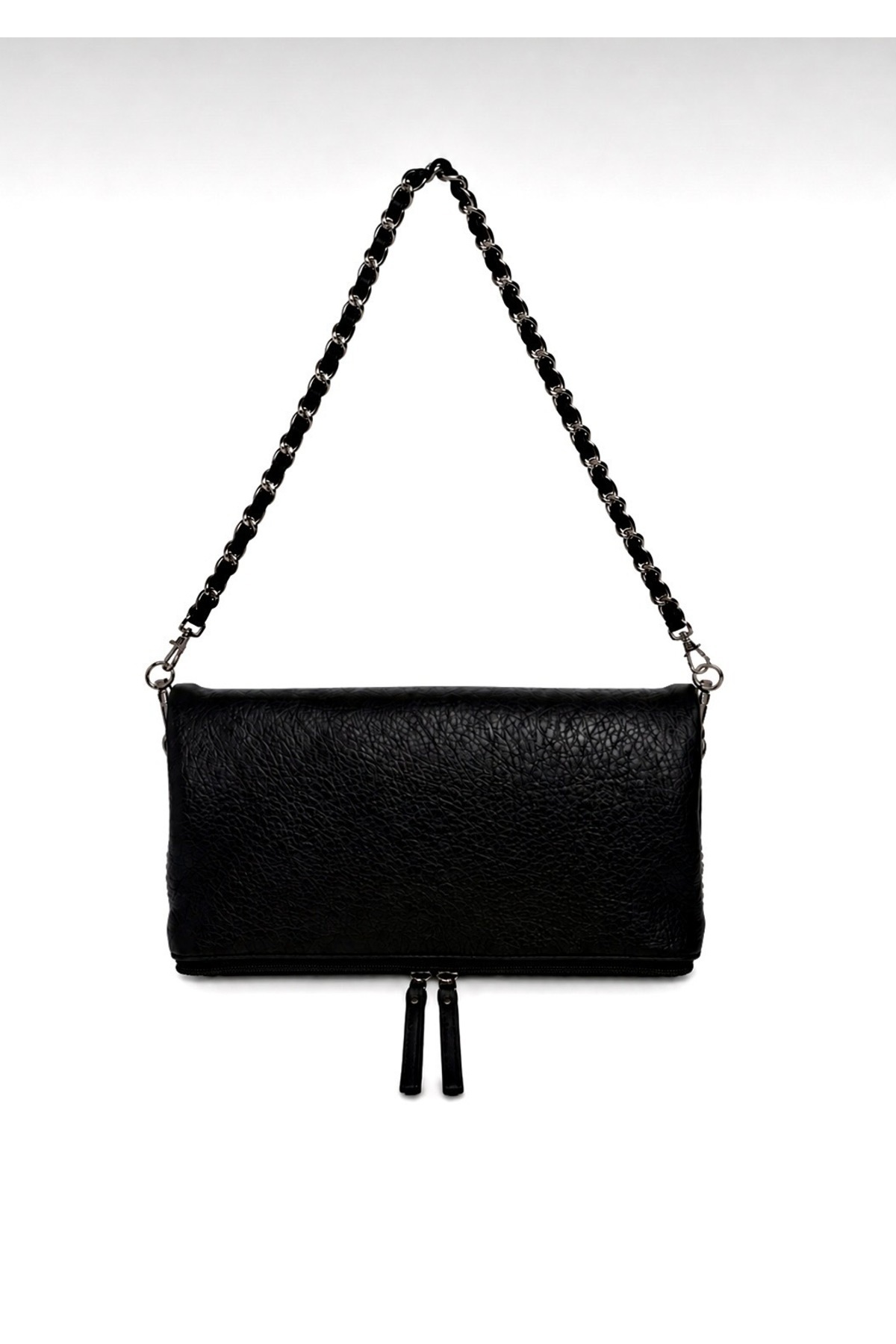 Nevalia Kadın Katlanabilir Kanat Detaylı 3 Kullanımlı Omuz Çantası Çift Askılı (50 cm & 100 cm) Çapraz Çanta Portföy Çanta Çok Bölmeli Günlük Abiye Siyah 24x15 cm görsel 3