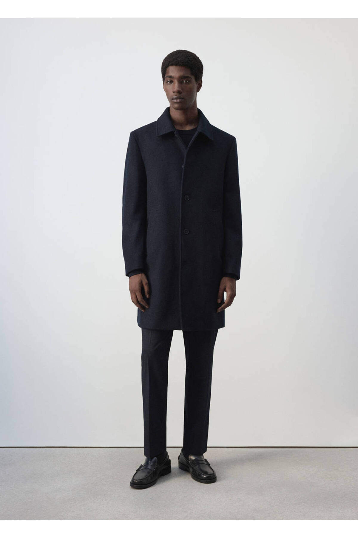 Wool coat with shirt collar — سرمه‌ای 37067882 — تصویر 2 از 8