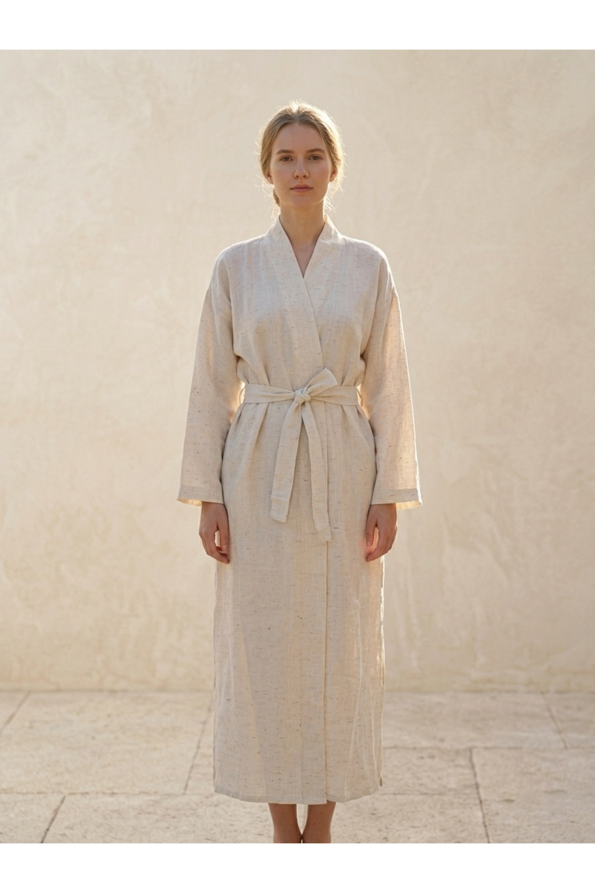 İNCE KETEN GEYŞA BOHEM KAFTAN KİMONO - SINIRLI ÜRETİM (YALNIZCA İKİ ADET) · Görünüm 3