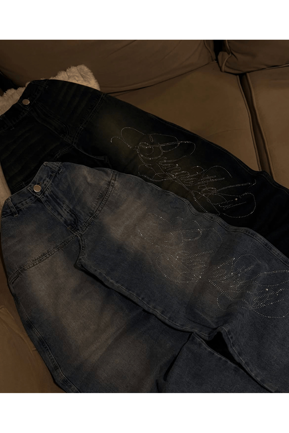 BALİNA Mavi Angel Baby Parlak Taşlı Unisex Baggy Pantolon-SOLO görsel 2