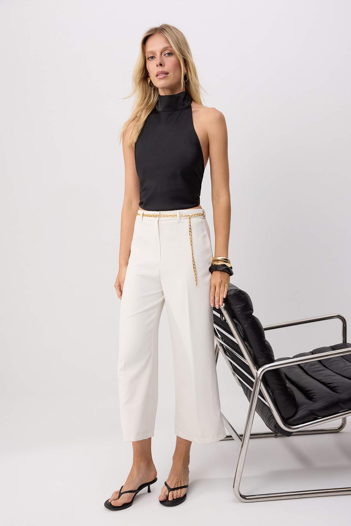 Trendyolmilla Beyaz Culotte Kalıp Kemerli Pantolon TWOSS26PL00224