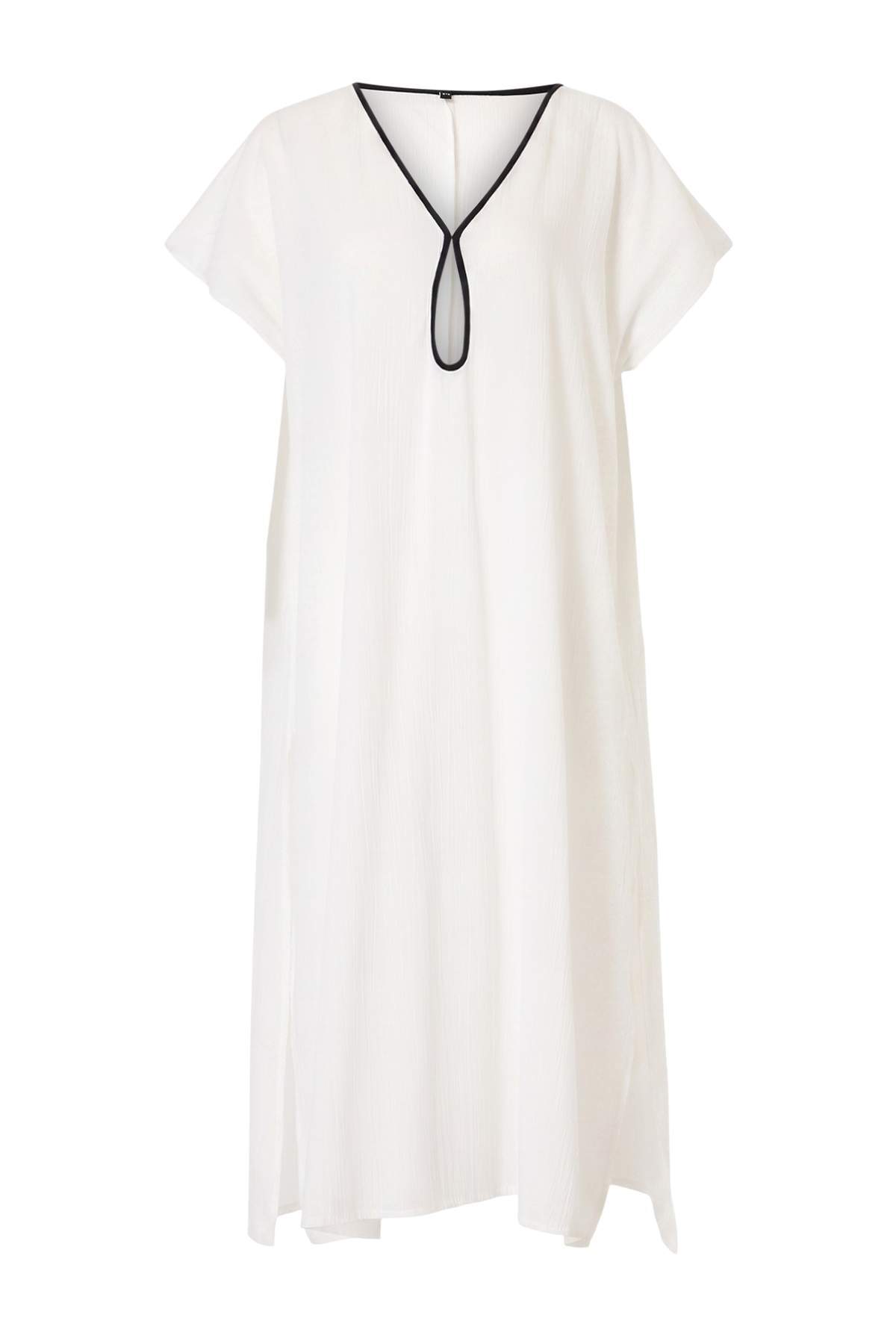 Trendyolmilla Ekru Dokuma Maxi Cut Out Detaylı Plaj Elbisesi TBESS26LE00013