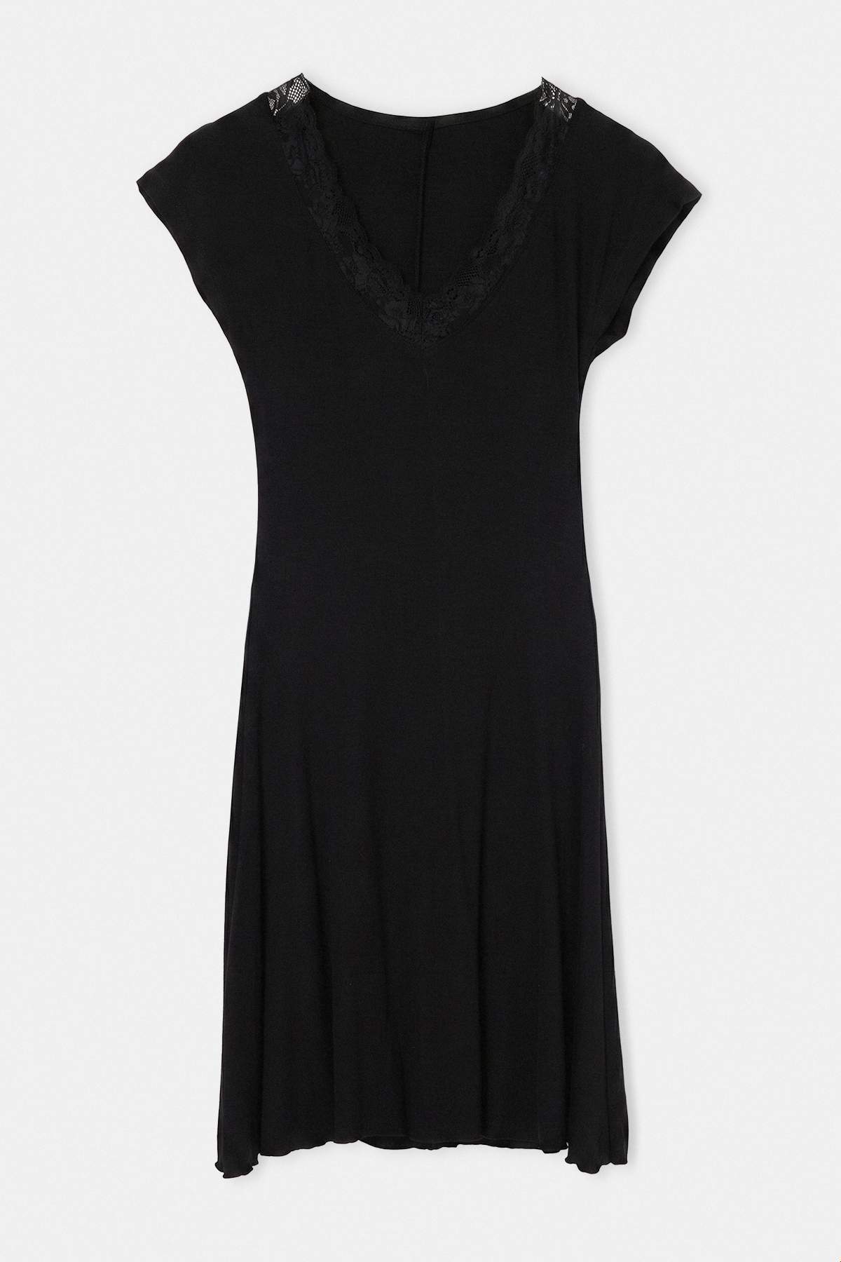 Drop by Trendyolmilla Siyah Dantel Detaylı V Yaka Elbise TDRSS26EL00126