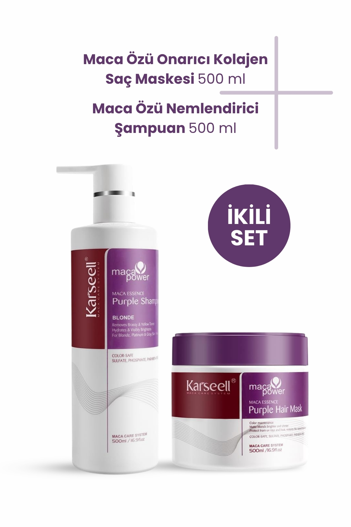 KARSEELL SET Maca Purple Mor Şampuan 500 ml + Mor Maske 500 ml — PKT-KARSEL-08