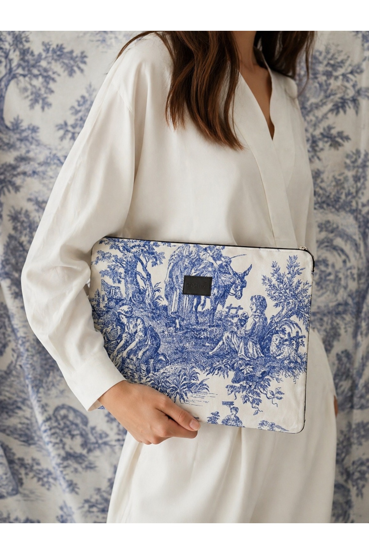 French Porcelain Patterned Laptop/Macbook/Macbook Pro Compatible 14.5 Inch Notebook Bag