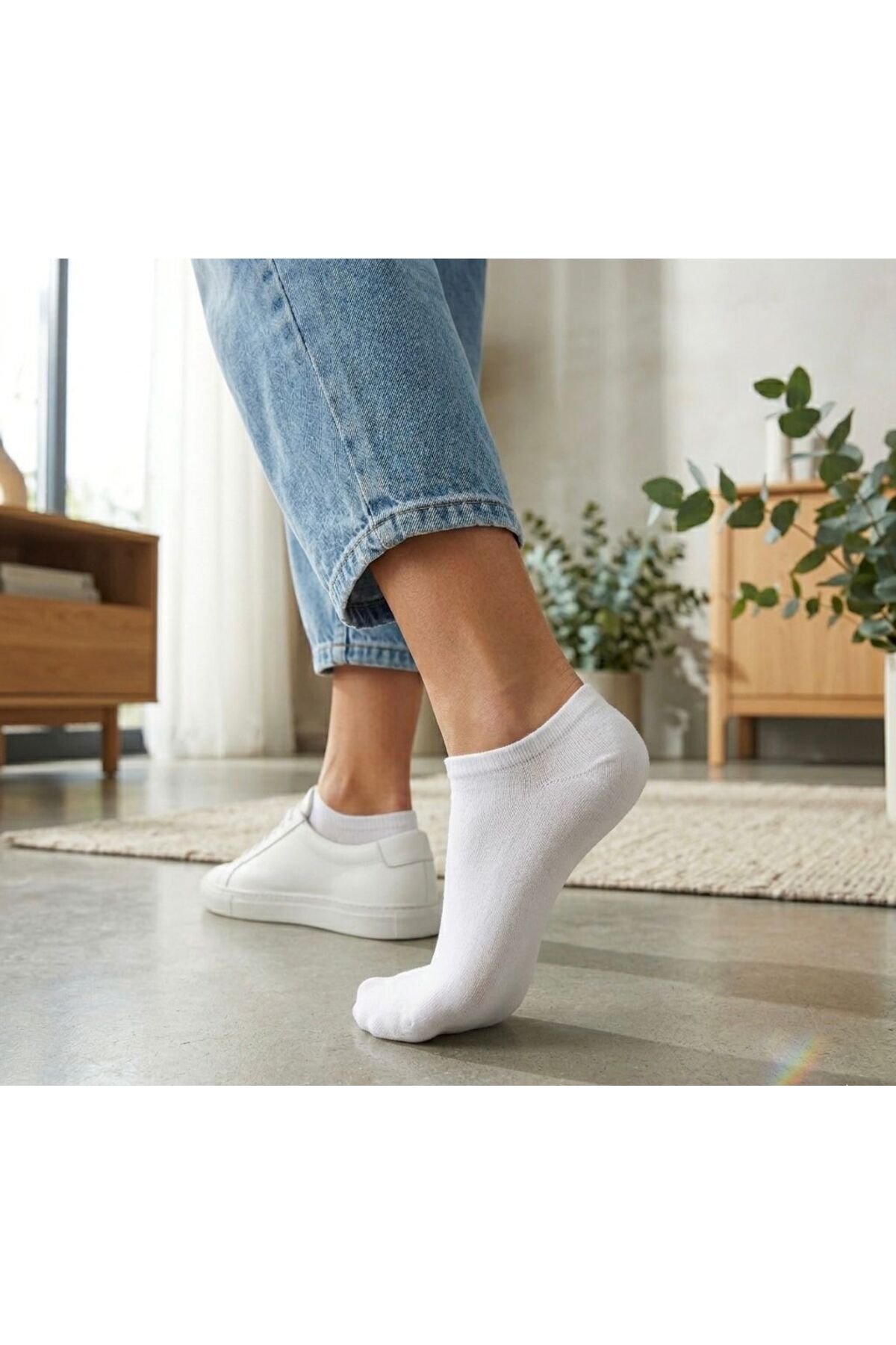 Çorap Kurdu 10 çift Düz Renk Unisex Beyaz Kısa Patik Çorap görsel 2
