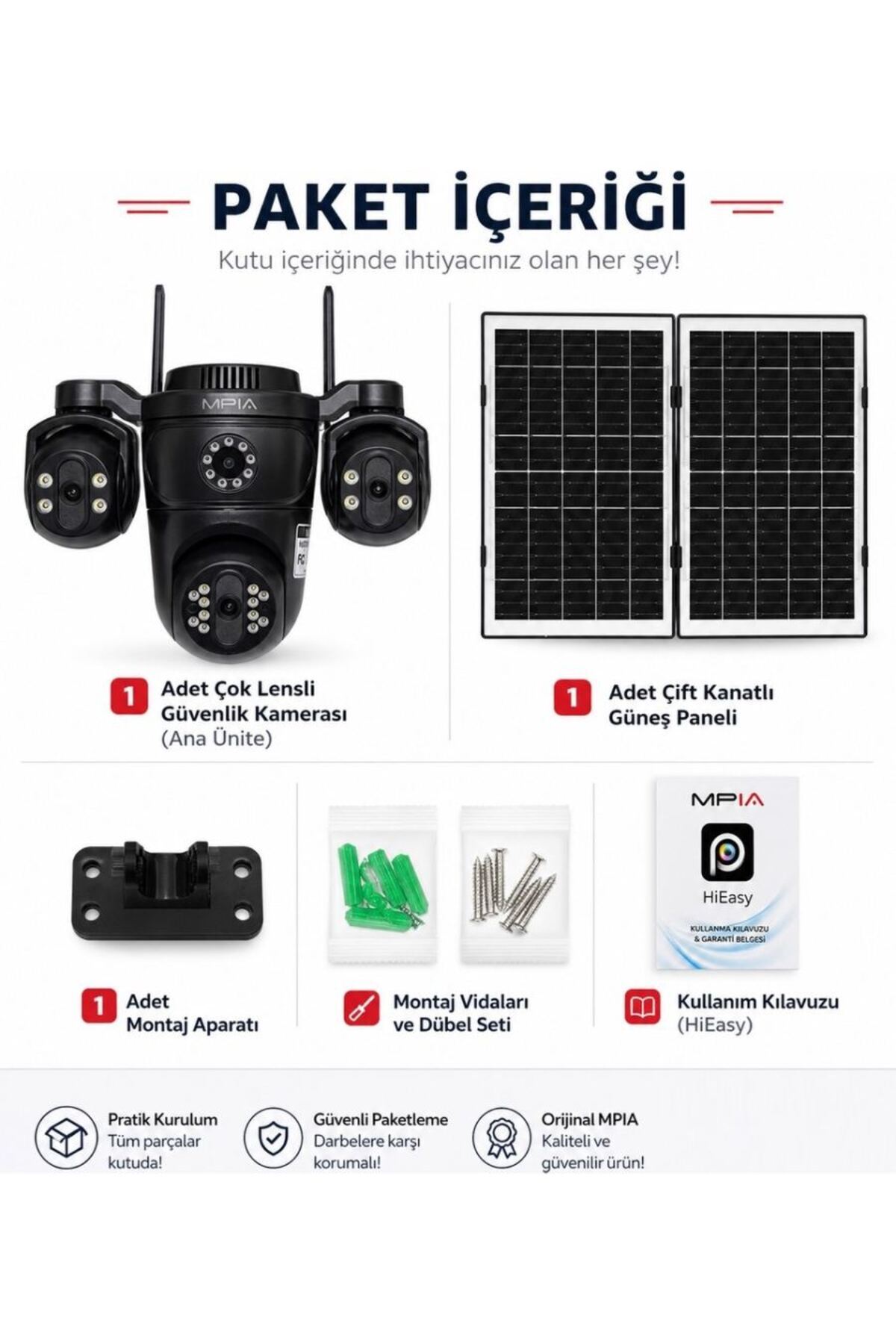 MPIA KOTO 12MP 3 Lens 4G Çift Solar Panel HiEasy AOV (Sürekli