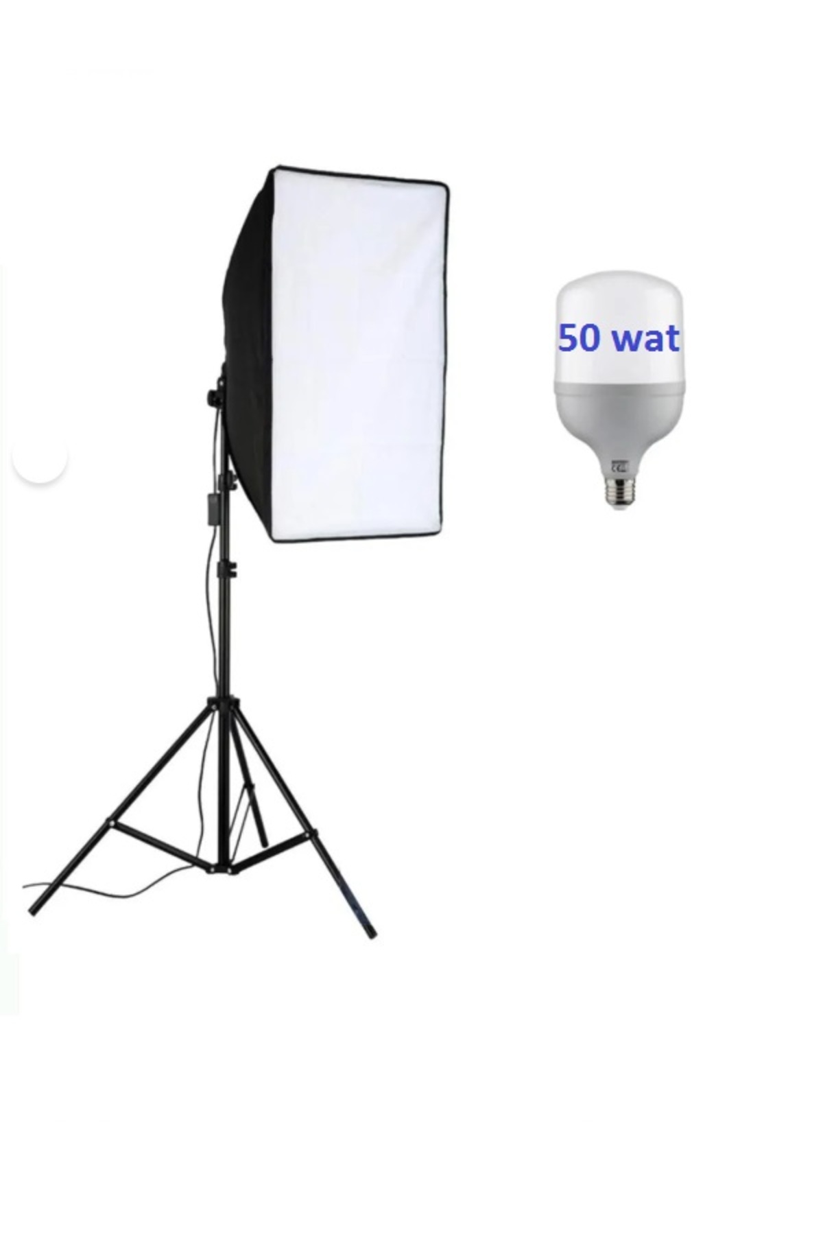 Erkek Siyah Softbox Sabit Işık Seti 50x70 Cm- 105 Wat (500 Wat Çıkış Gücü)+2m Işık Ayağı