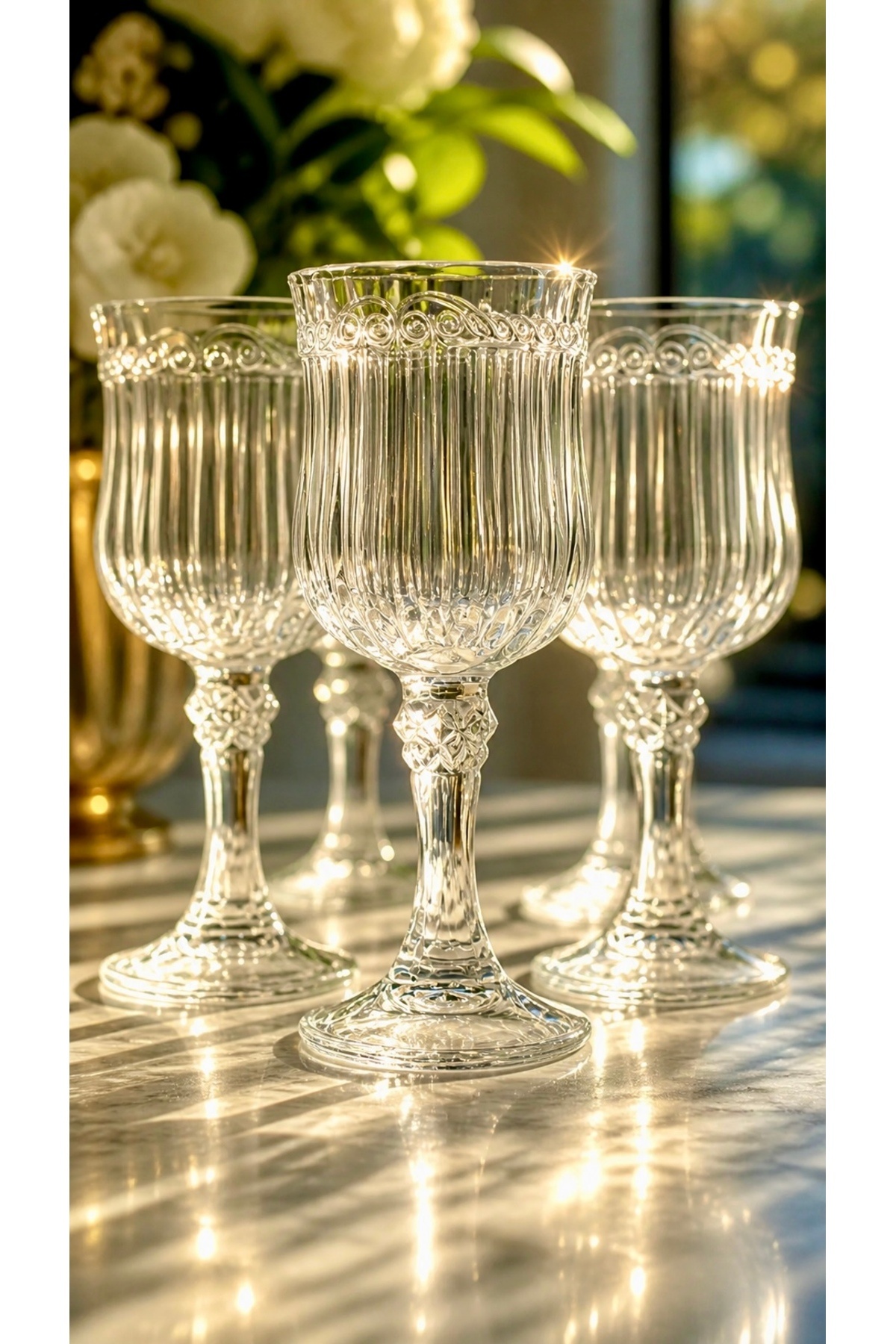 Elegant Crystal Striped Coffee Side Set | 6-Piece - 90ml