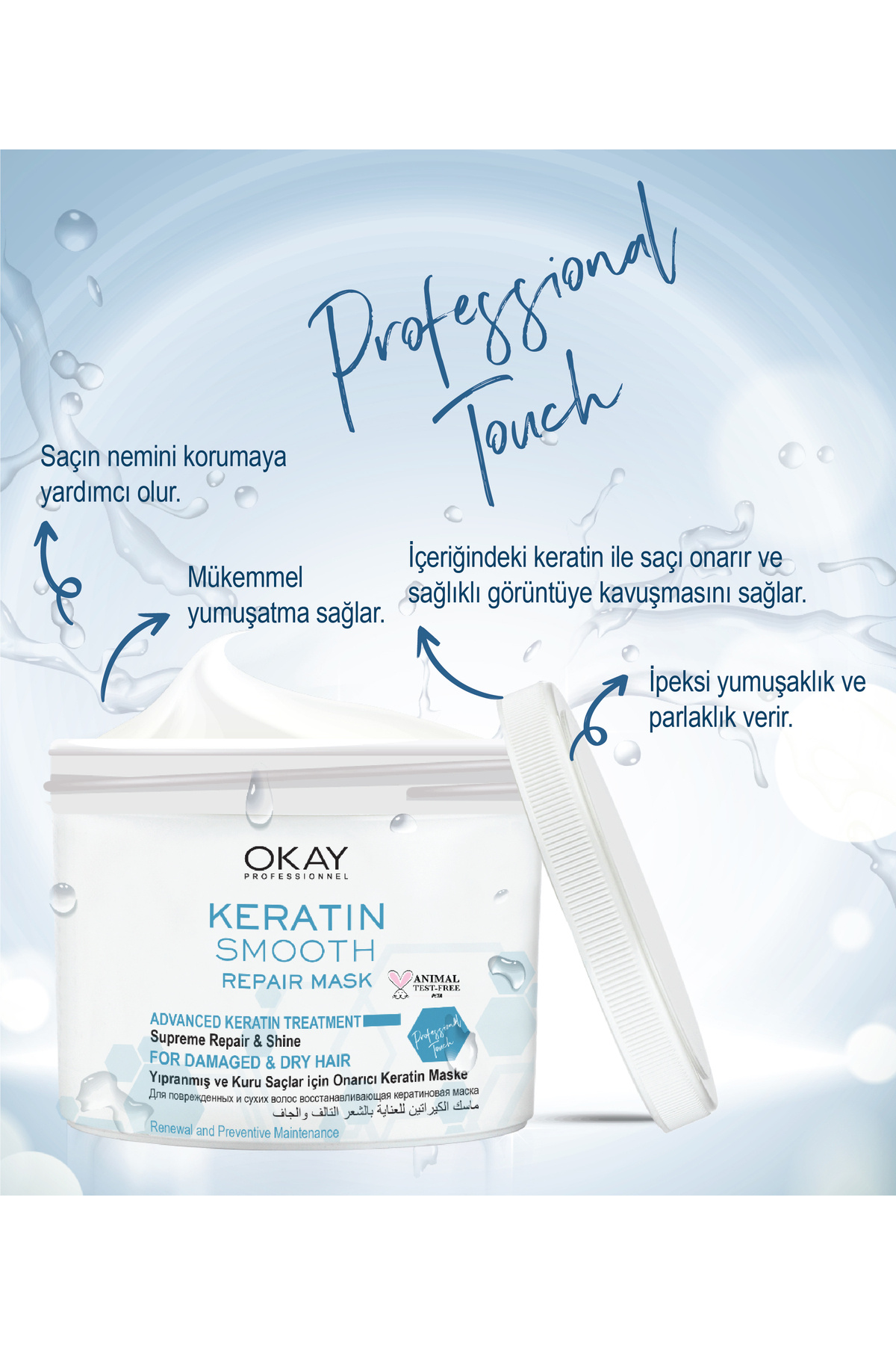 Keratin Smooth Onarıcı Maske 500 ml — 8698636613156 — تصویر 4 از 4