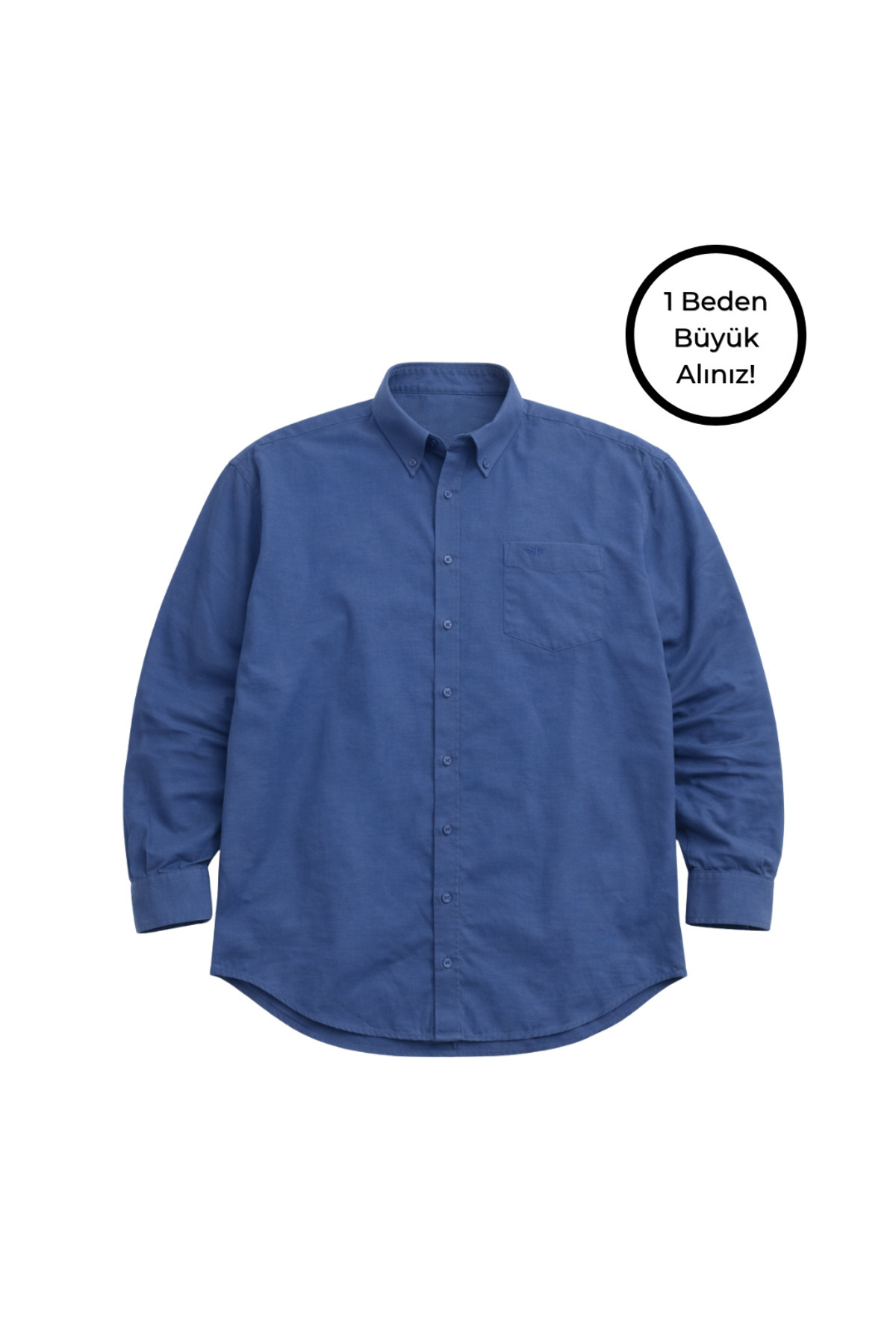 BattalModa Erkek Büyük Beden Açık Lacivert Uzun Kollu Gömlek 3XL-4XL-5XL-6XL-7XL-8XL görsel 4