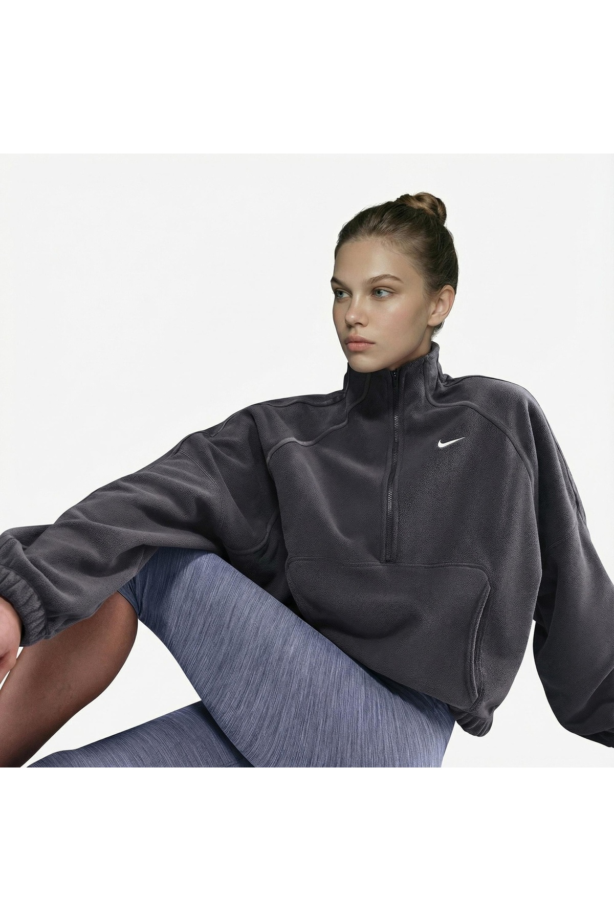 Nike Sportswear Therma-Fit Half-Zip Polar OVERSIZE Kadın Sweatshirt-SPORTXSTORE görsel 2