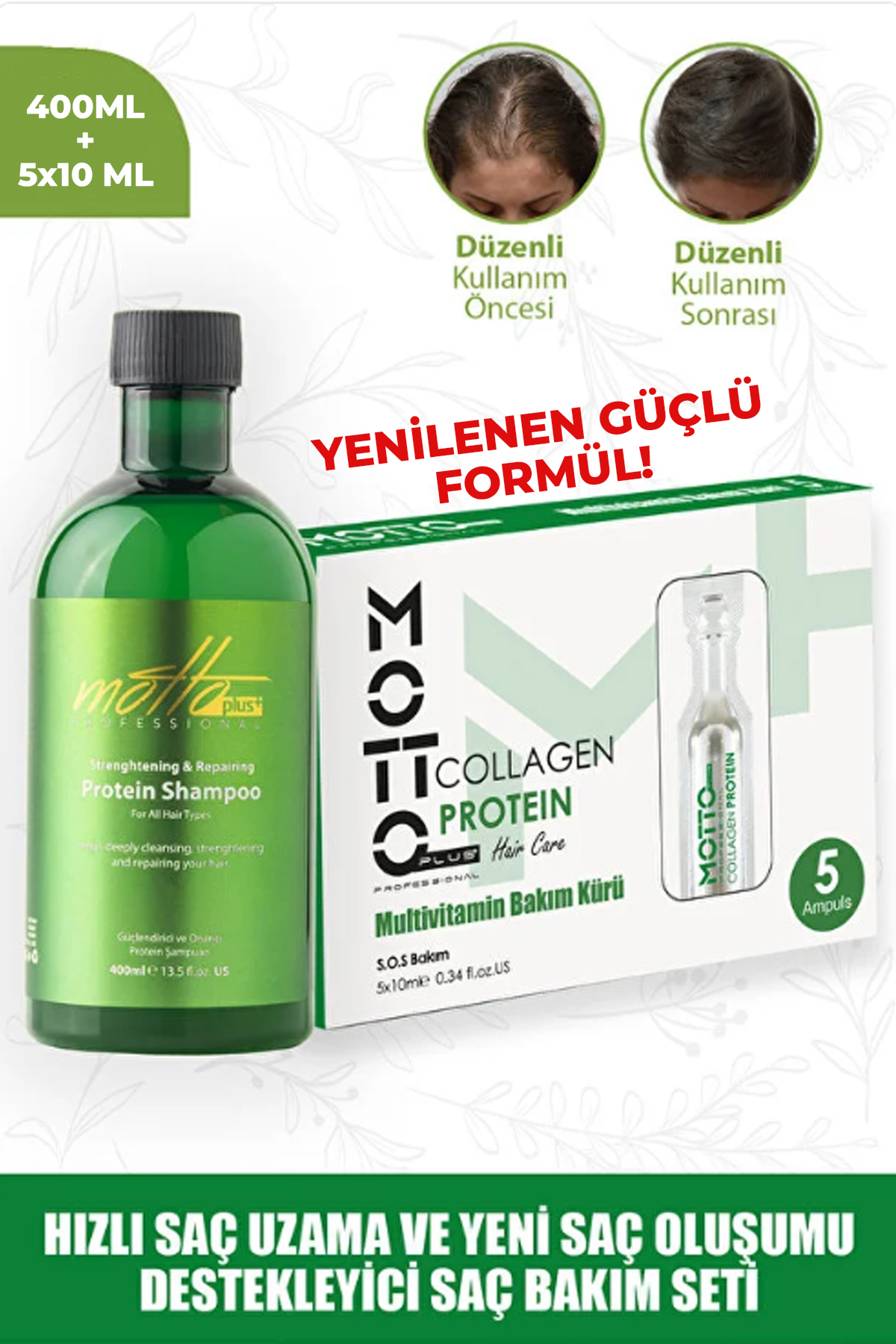 Motto Plus Professional Hızlı Saç Uzatma Ve Oluşumu Destekleyici 2'li Saç Bakım Seti (prote — 92152-92145