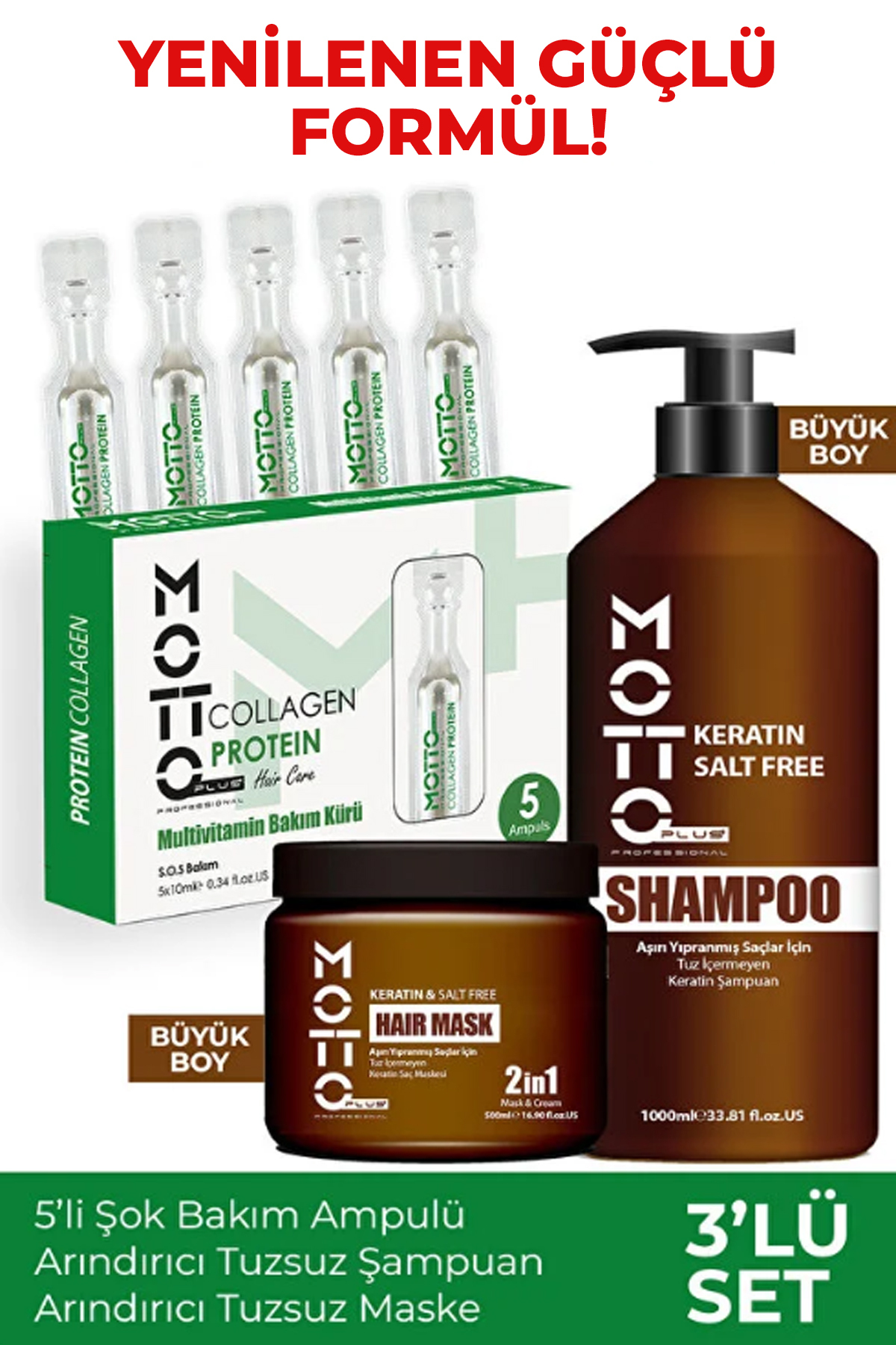 MK★※新品未使用※H2O NEST トリートメント3本セット Motto Plus Professional 3'lü Set Dökülme Önleyici ve Saç Oluşumunu