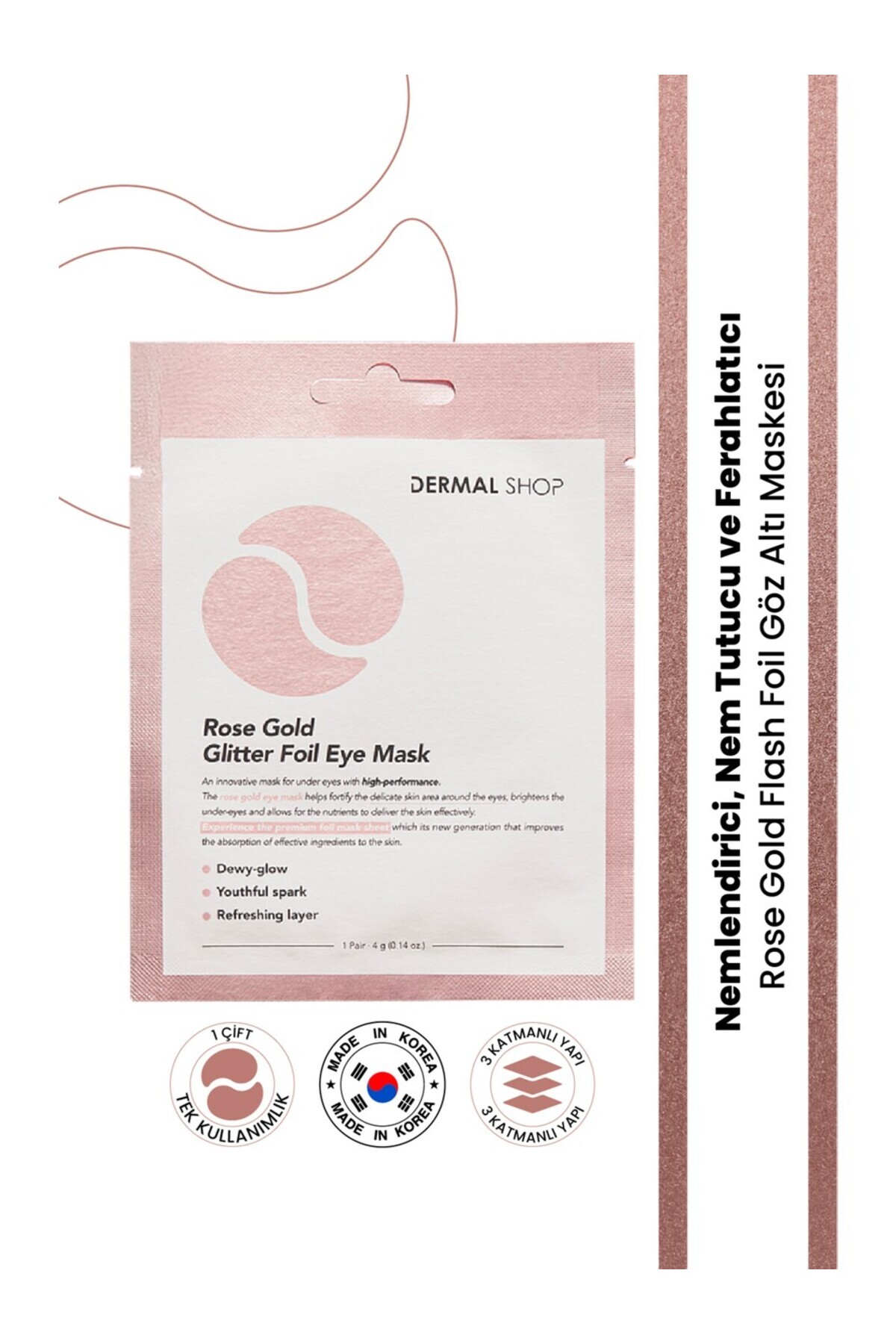 CICAXMIDE Göz Çevresi Kremi 40 gr ve Dermal 3 Katmanlı Rose Gold Göz Maskesi 4 gr — DERMALGÖZKREMİROSEMASKESET-A — تصویر 6 از 8