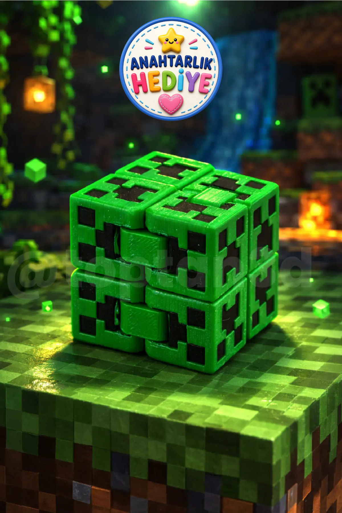 Creeper Minecraft Fidget - Minecraft Endless Cube, Minecraft Stress Cube, Minecraft Folder (Keychain Gift)