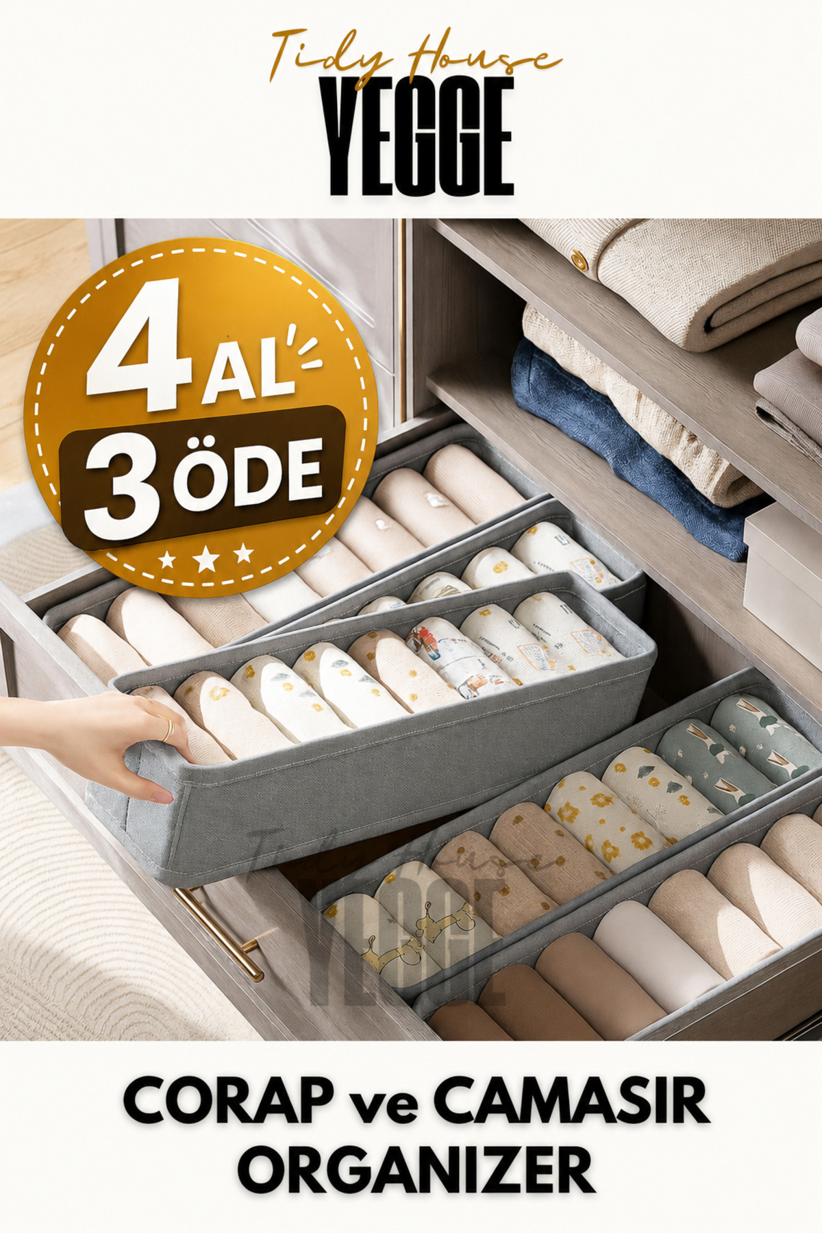 Drawer and Cabinet Organizer, Shelf Organizer, Foldable Socks and Laundry Organizer Box