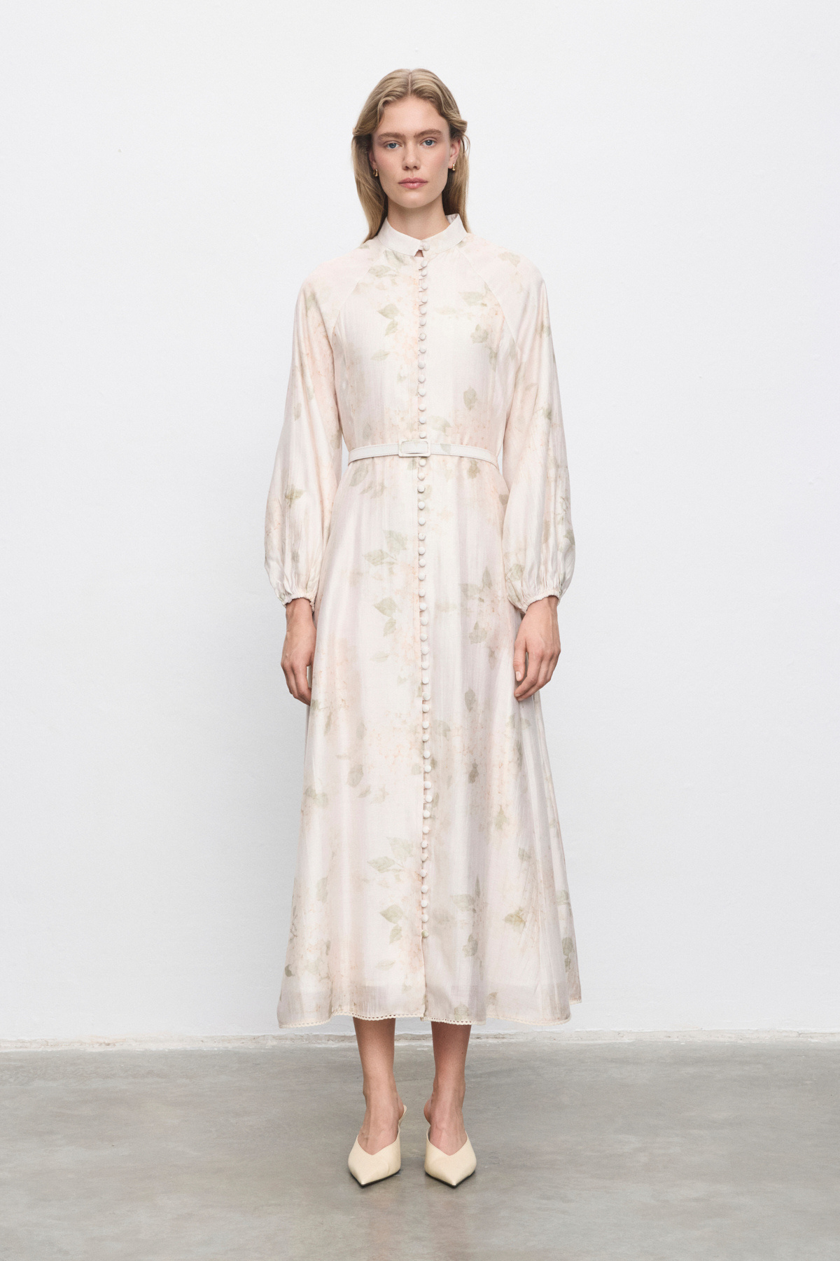 ASTER PATTERNED LYOCELL BRITTED DRESS - BEIGE