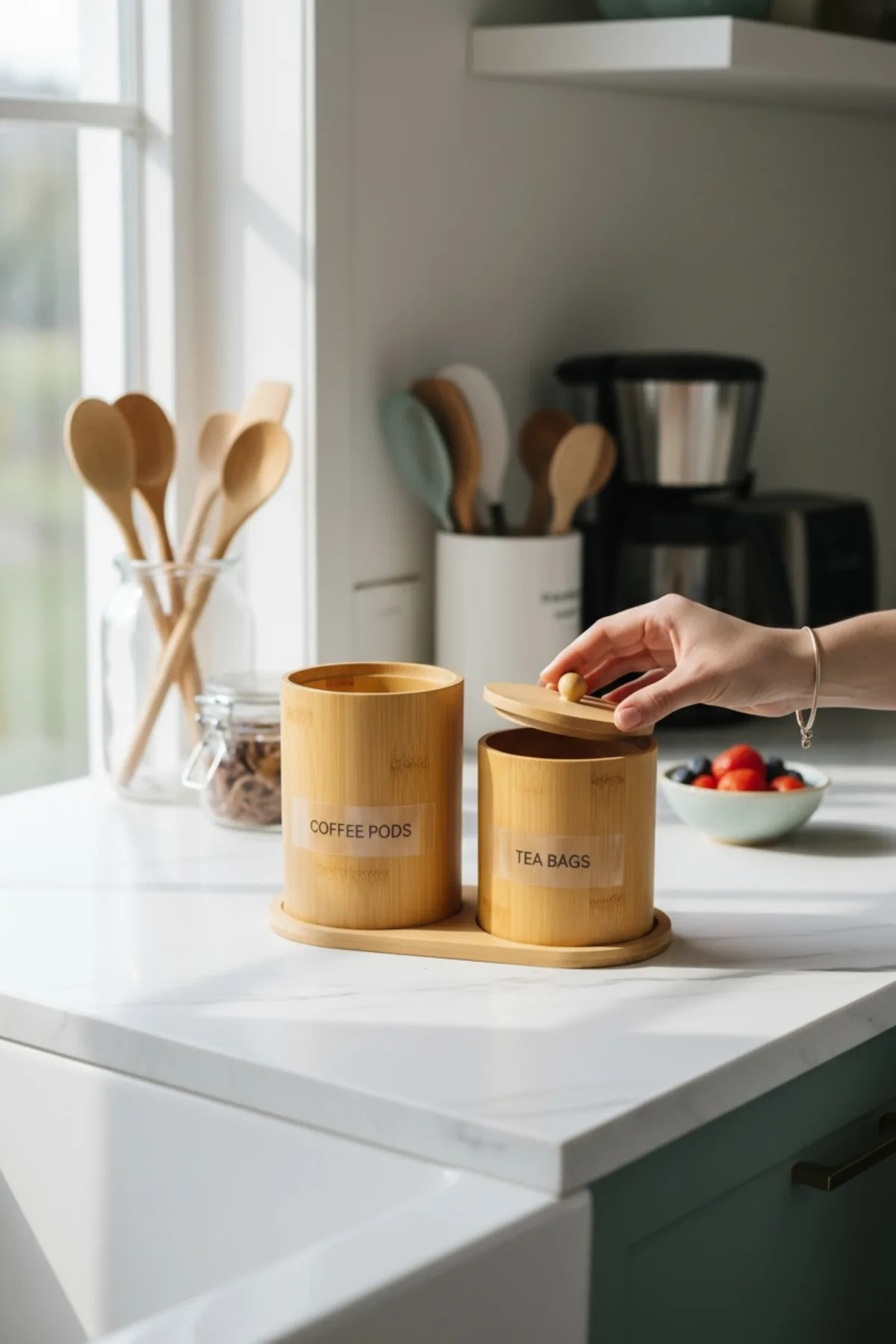 2’li Bambu Saklama Kabı – Doğal Bambu Mutfak Saklama Kutusu Seti 900 ml