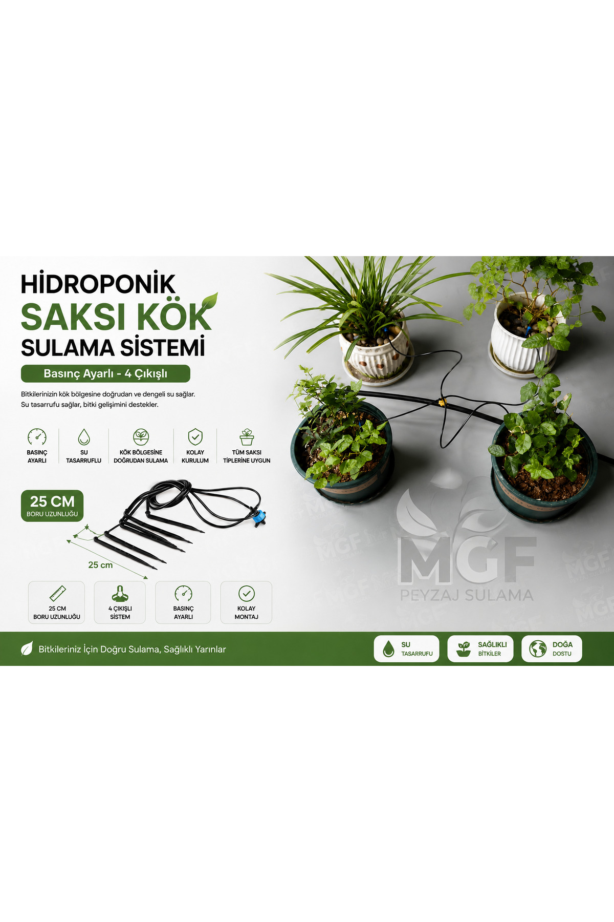 ERMAK Mgf 10 Takım Hazır Saksı Damla Sulama Hortum Ve Kazık Seti