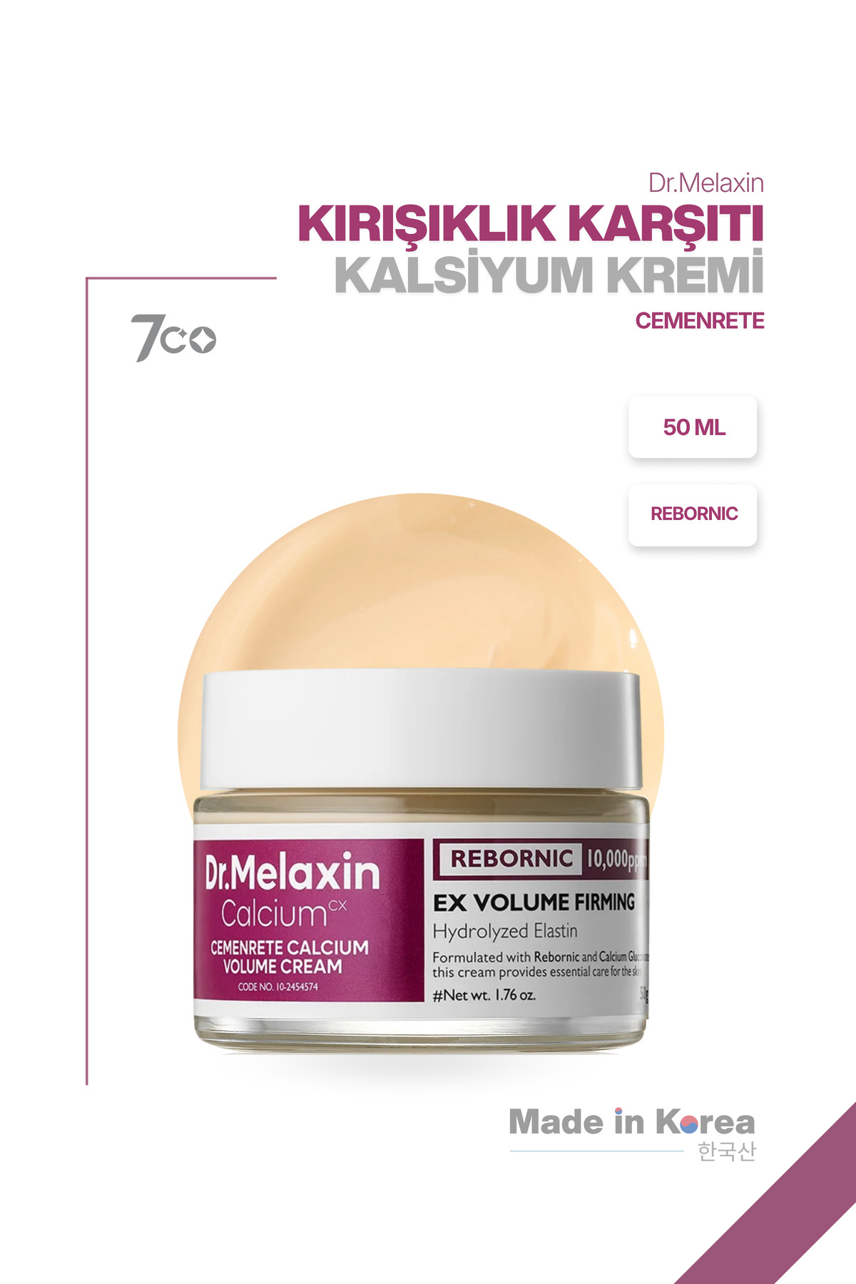Dr.Melaxin Kırışıklık Karşıtı & Sıkılaştırıcı Rebornic Teknolojili Kalsiyum | Yüz & Göz Çevresi Kremi 50ml - Fiyatı, Yorumları