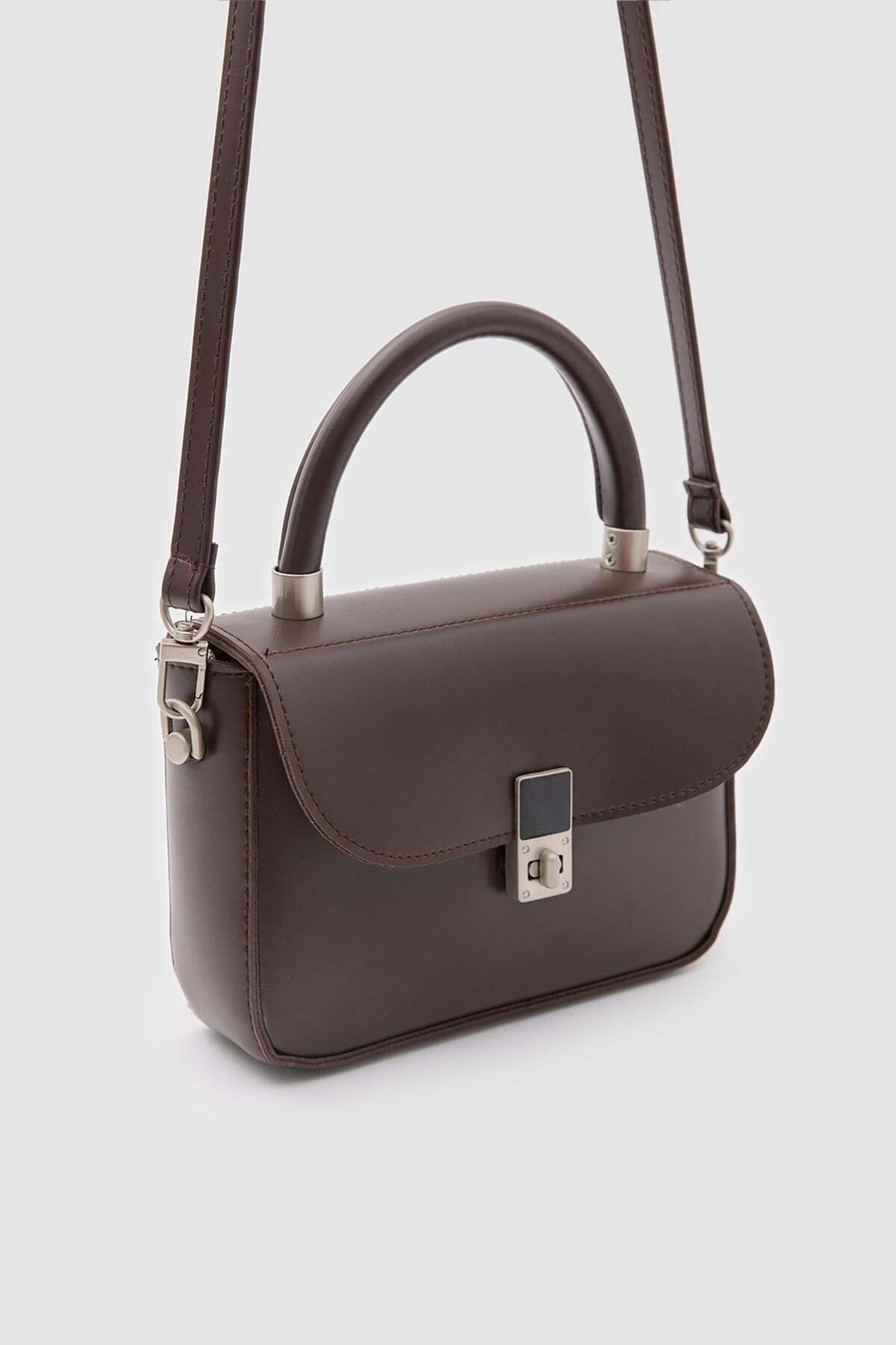 Shule Bags Cobble Small Çapraz Çanta Kahve görsel 6