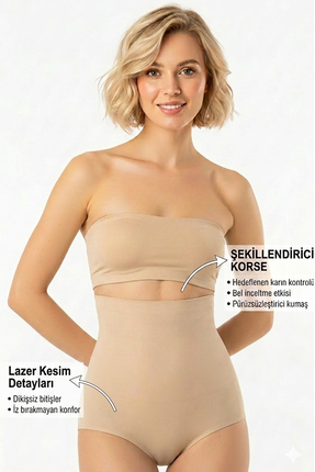 Bravie Toparlayıcı Etkili Lazer Kesim Slip Korse 2006 Ten