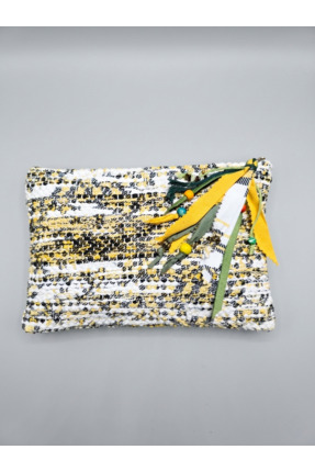 Sınabeli Charmlı fermuarlı Sarı portföy clutch el çantası