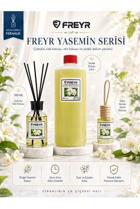 FREYR Oda Kokusu Çubuklu 100 ml Yasemin Çubuklu Oda Kokusu ve 1 Litre Yedek D...