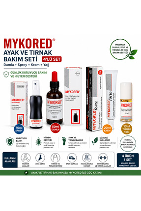 Mykored El Ayak ve Tırnak Bakım Seti 4'lü | Mantar Önleyici Damla 50 ml + Spr...